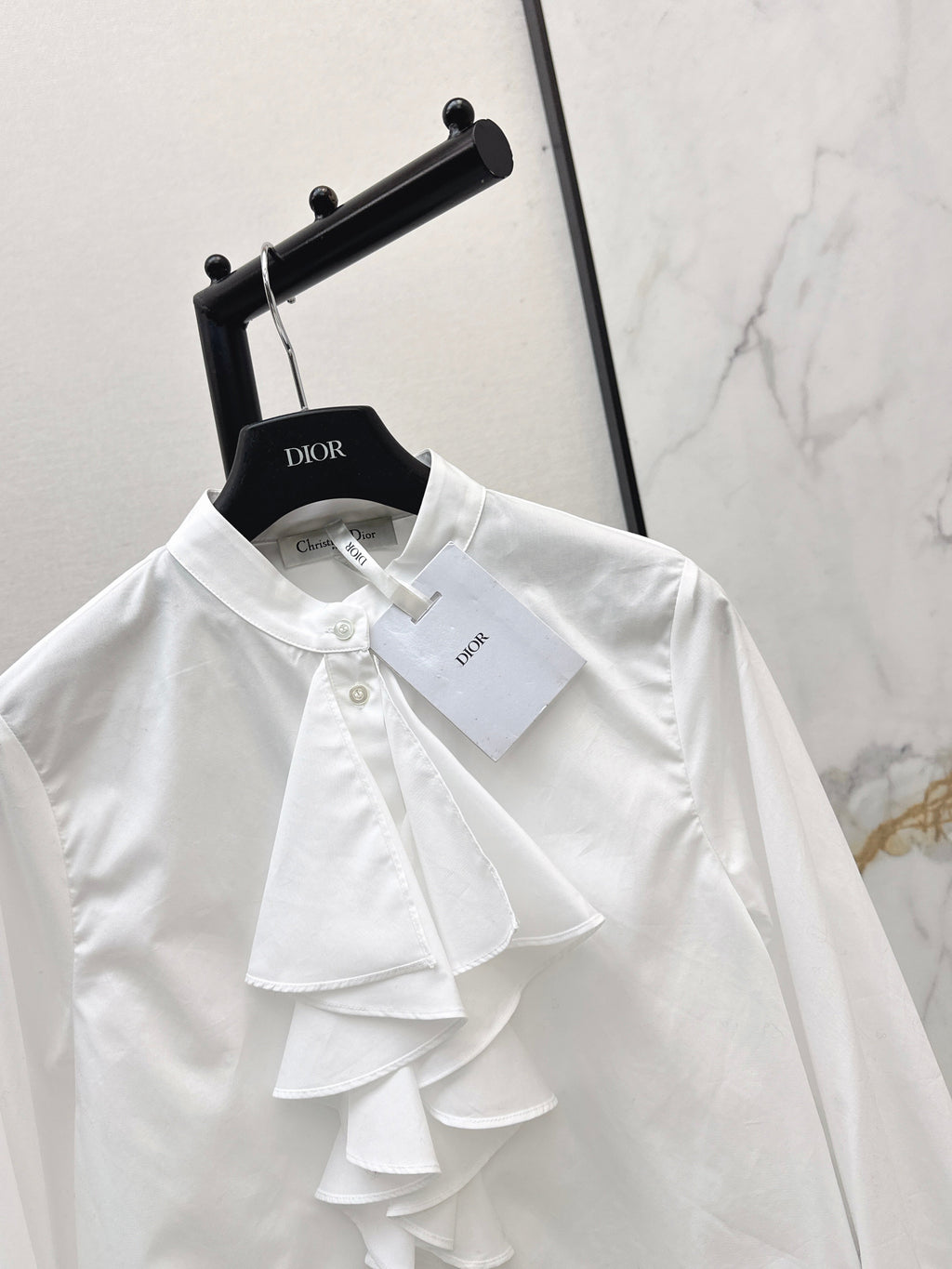 26SS Ruffled Stand Collar Shirt