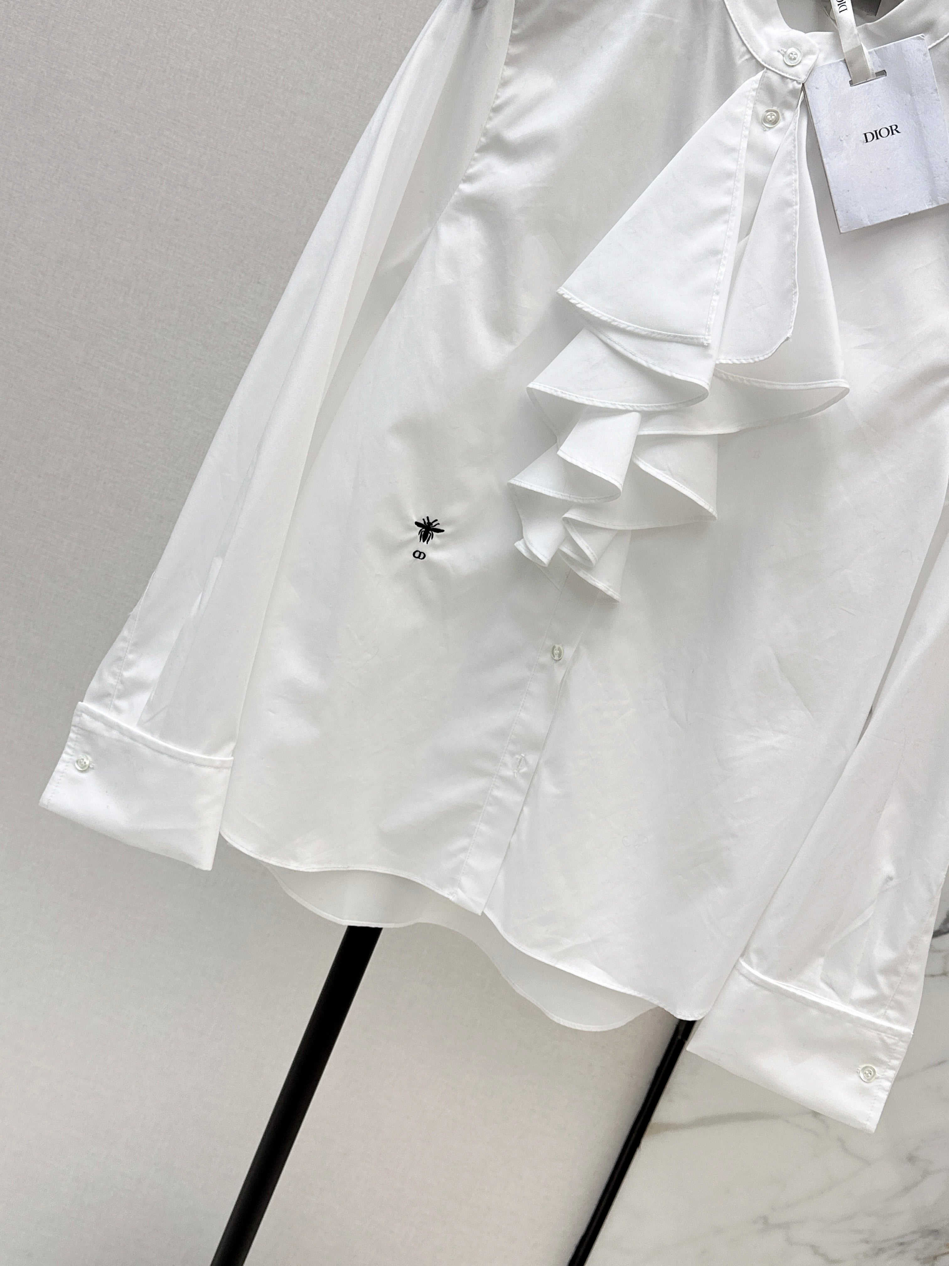 26SS Ruffled Stand Collar Shirt