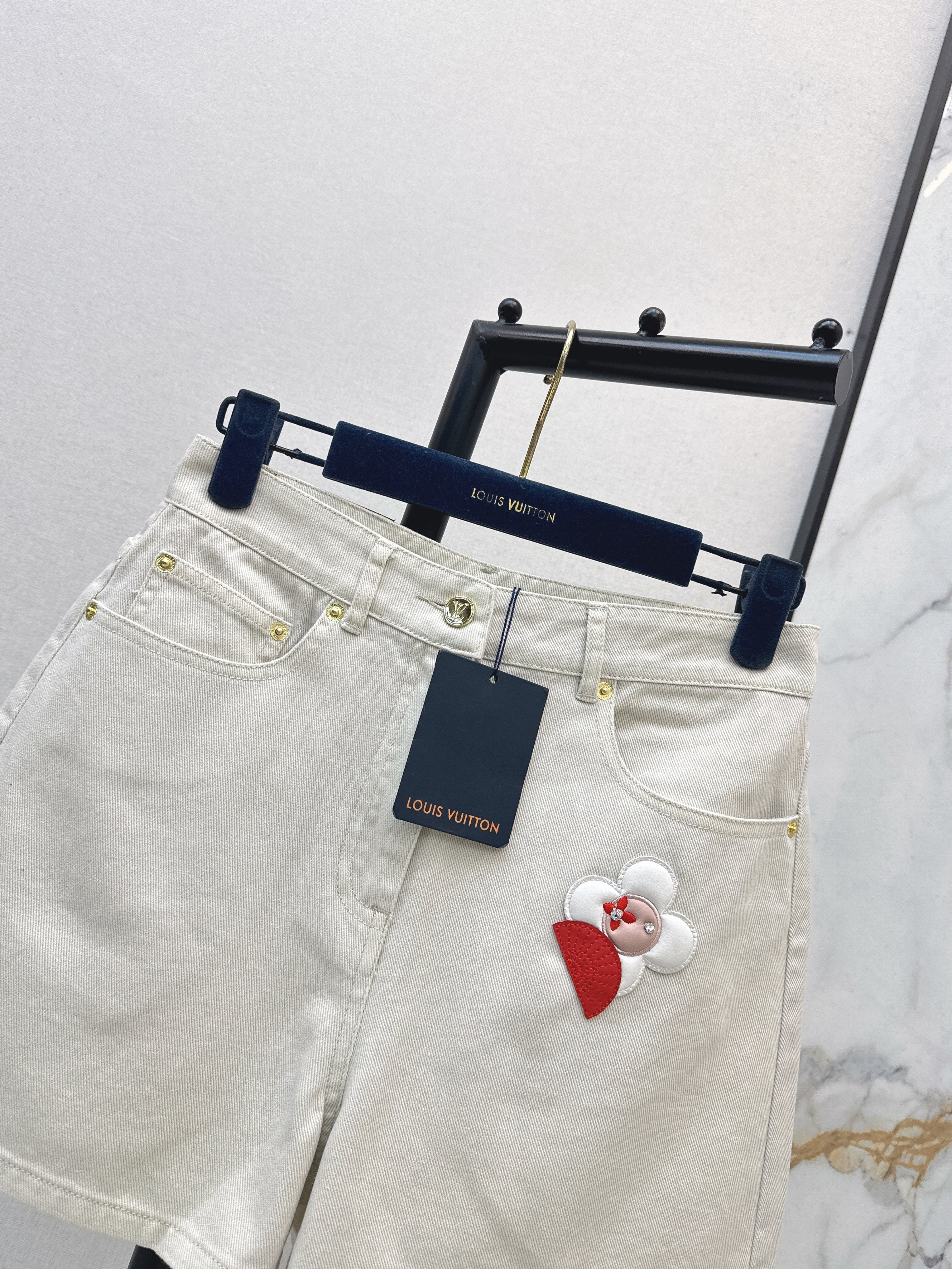 26SS Embroidered Denim Shorts