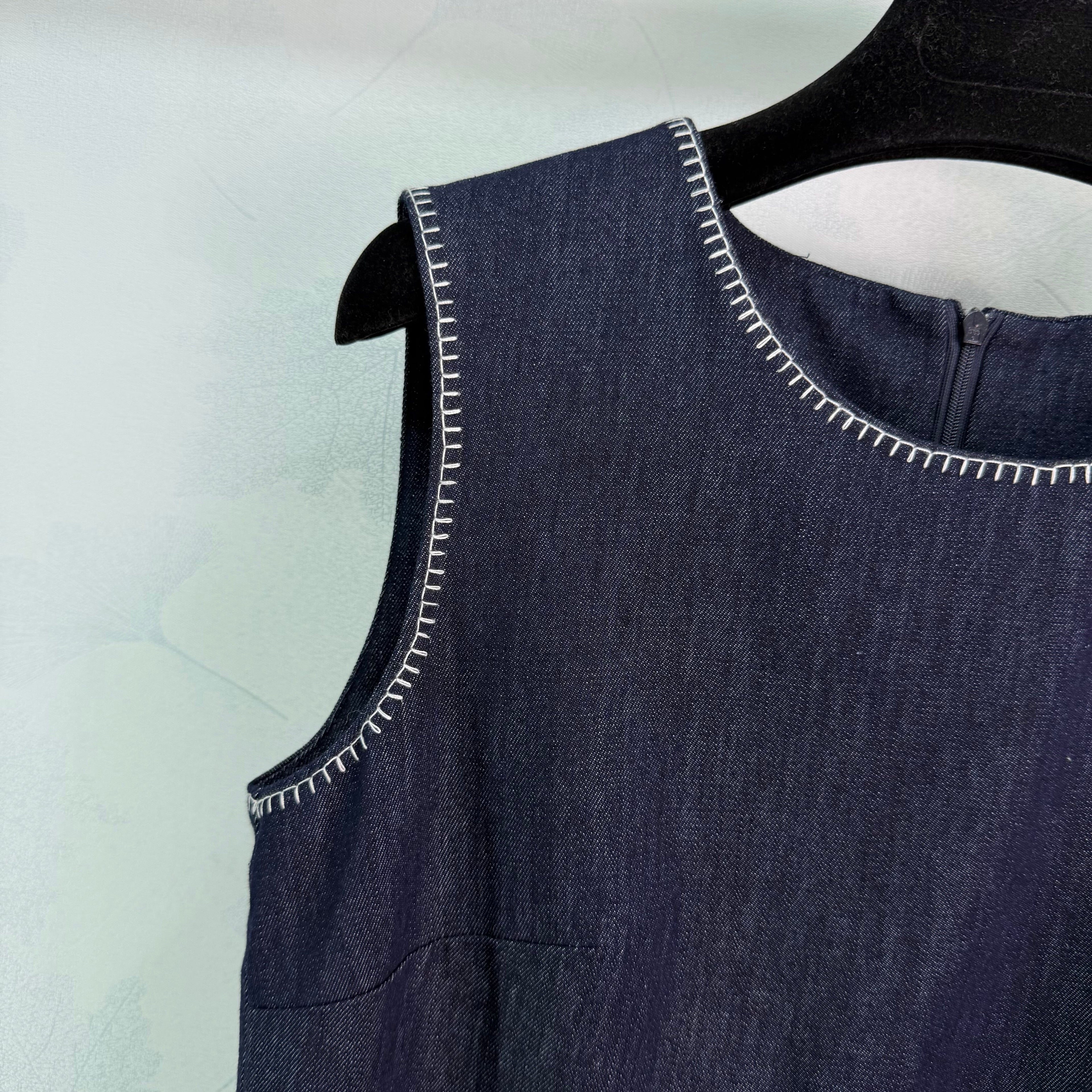 26 New Sleeveless Denim Dress with Ruffled Hem