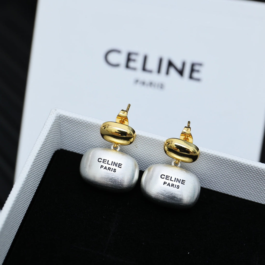 Two-tone pendant earrings