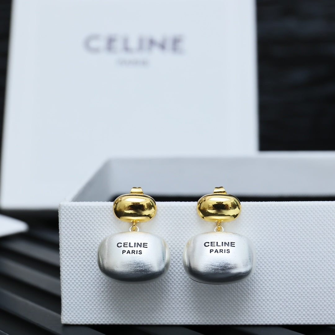 Two-tone pendant earrings