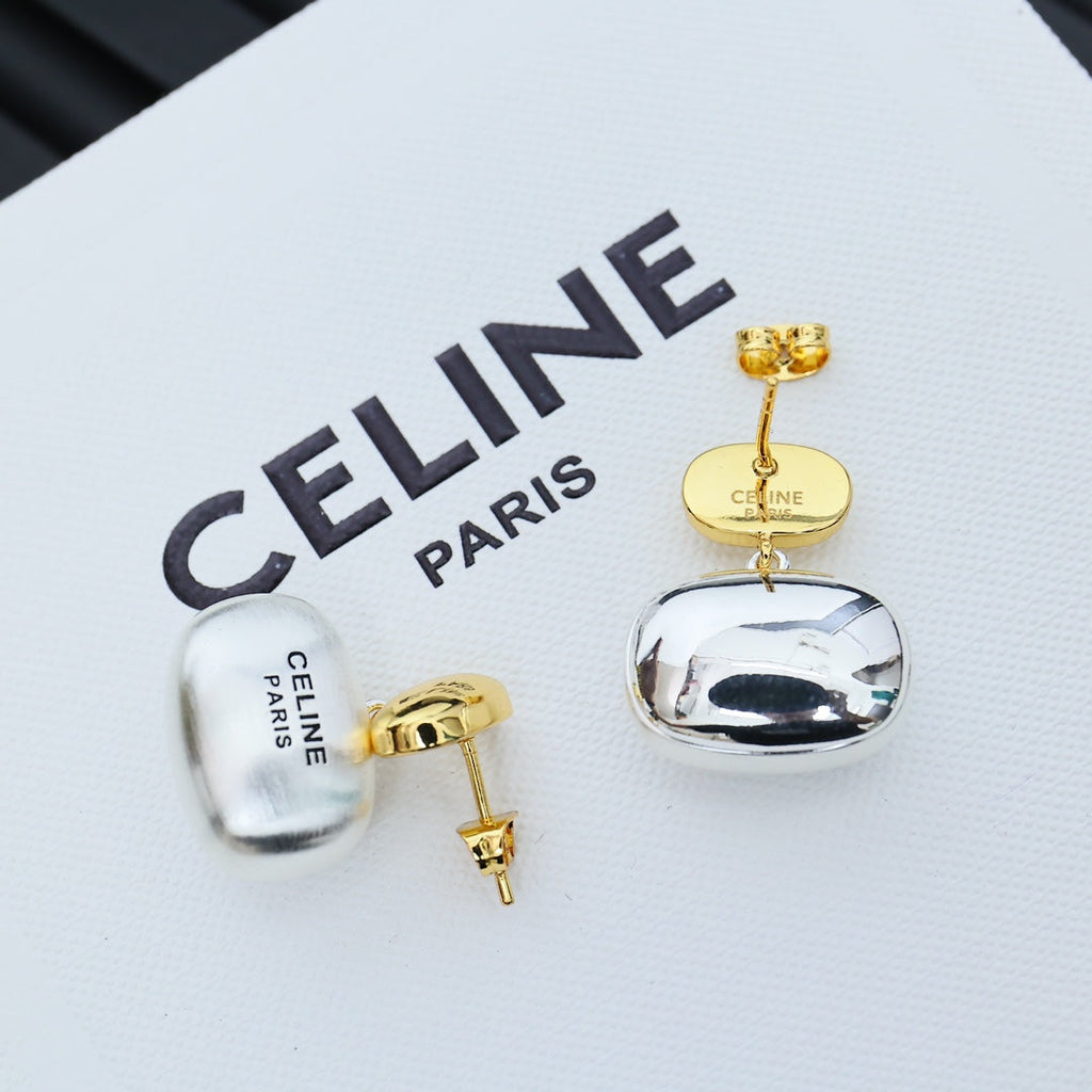 Two-tone pendant earrings