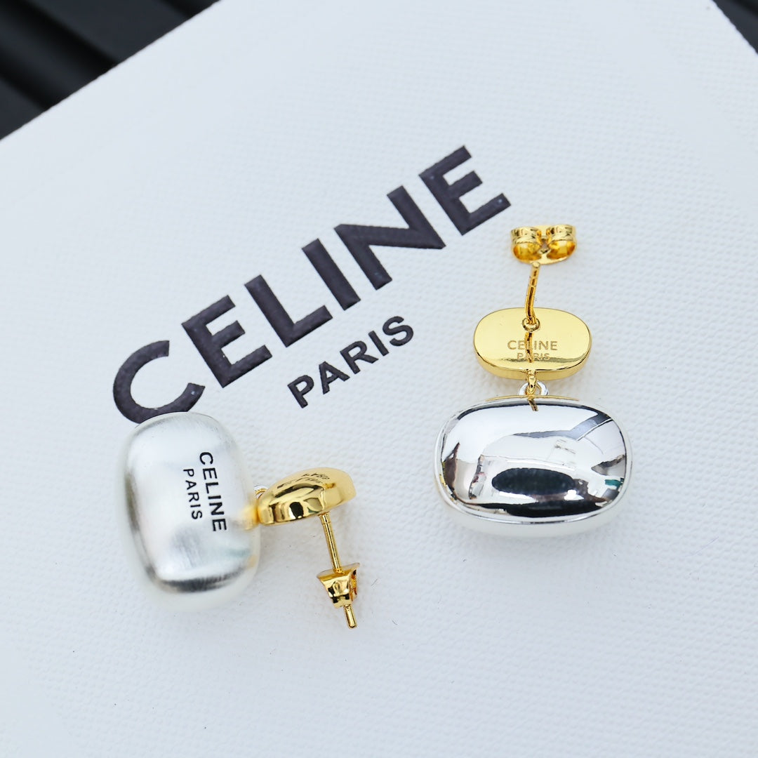Two-tone pendant earrings