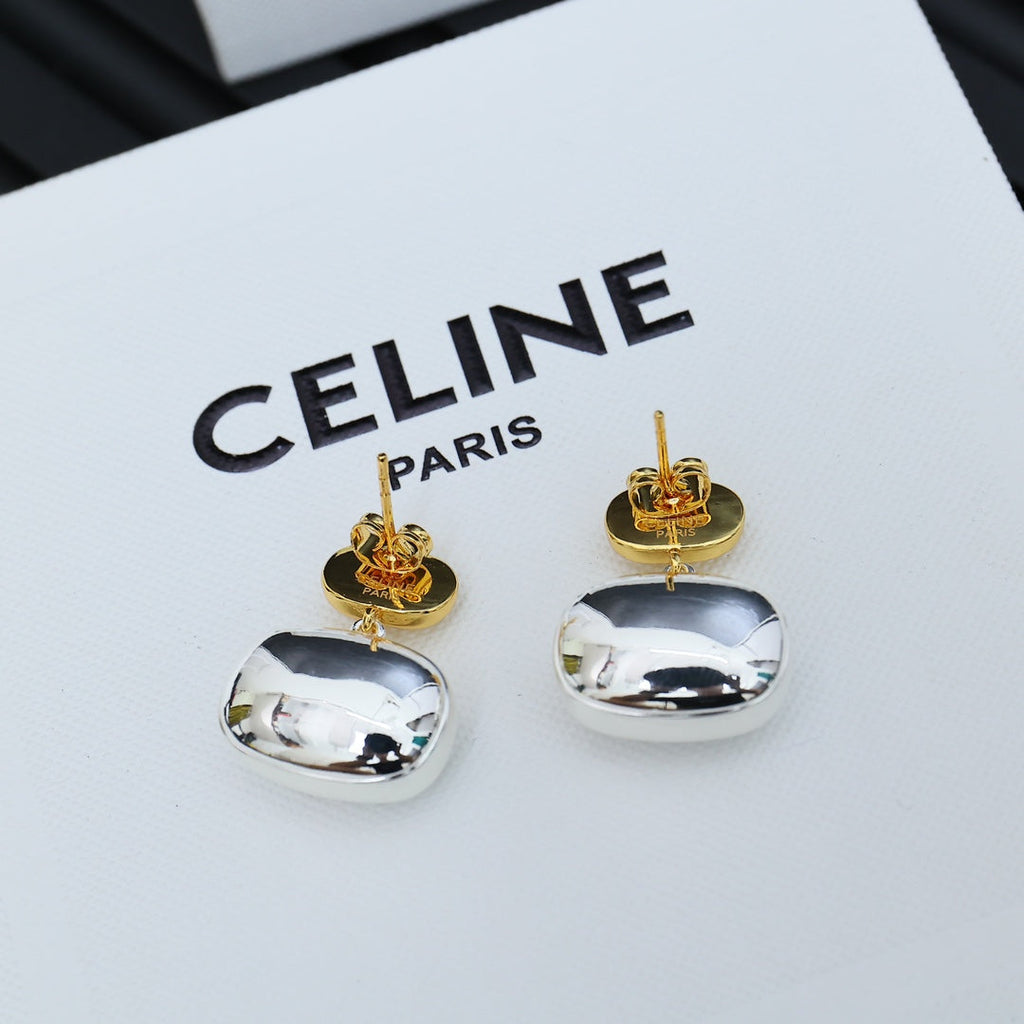 Two-tone pendant earrings
