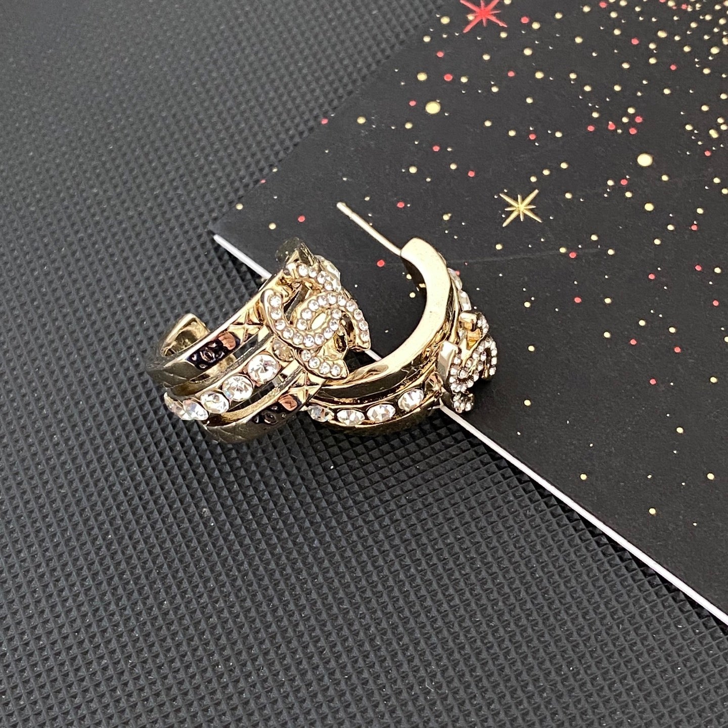 3D Crystal-Embellished Hoop Earrings with Letters