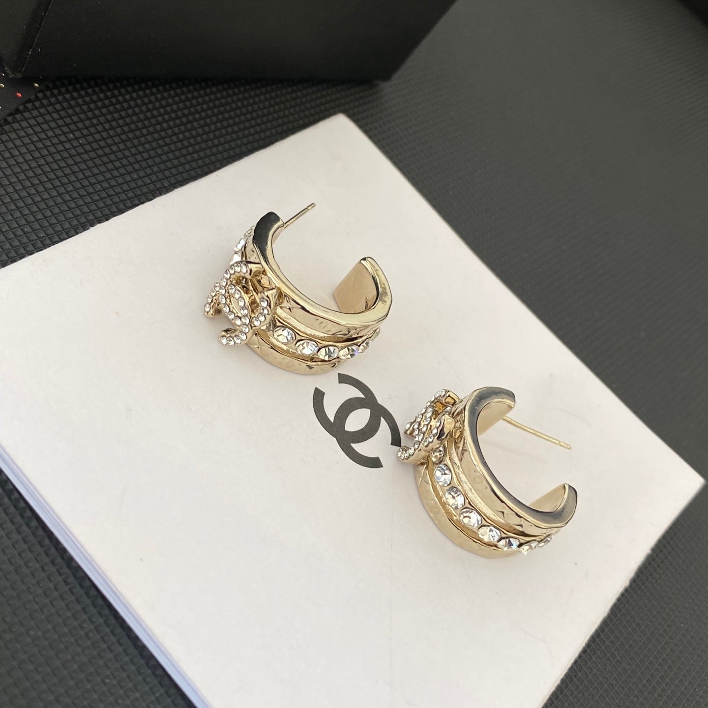 3D Crystal-Embellished Hoop Earrings with Letters