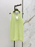 26SS Jacquard Sleeveless Dress in Avocado Green