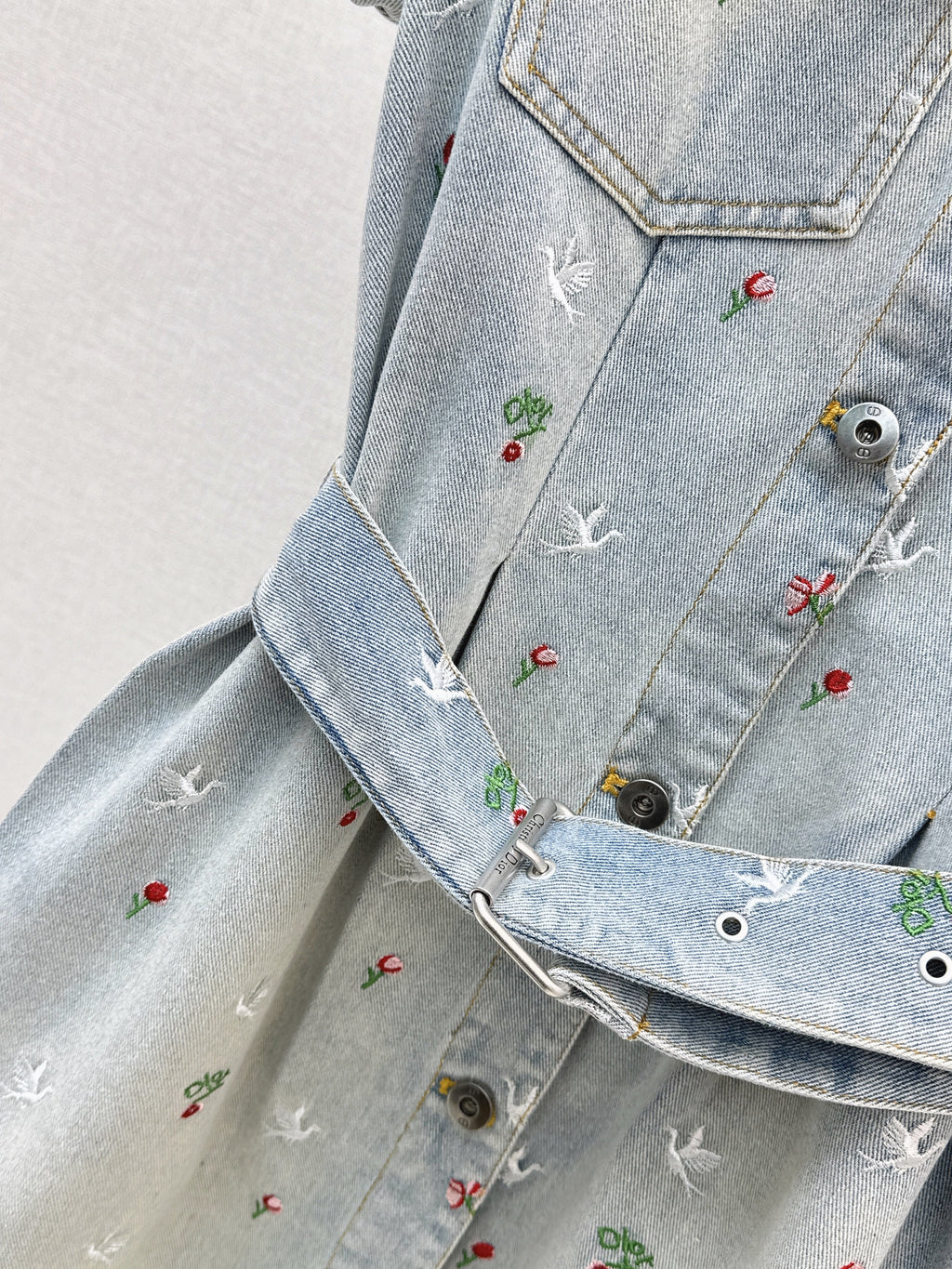 26SS Heavyweight Embroidered Denim Dress