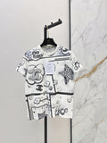 26SS Camellia & Pearl Chain Print Short-Sleeve T-Shirt