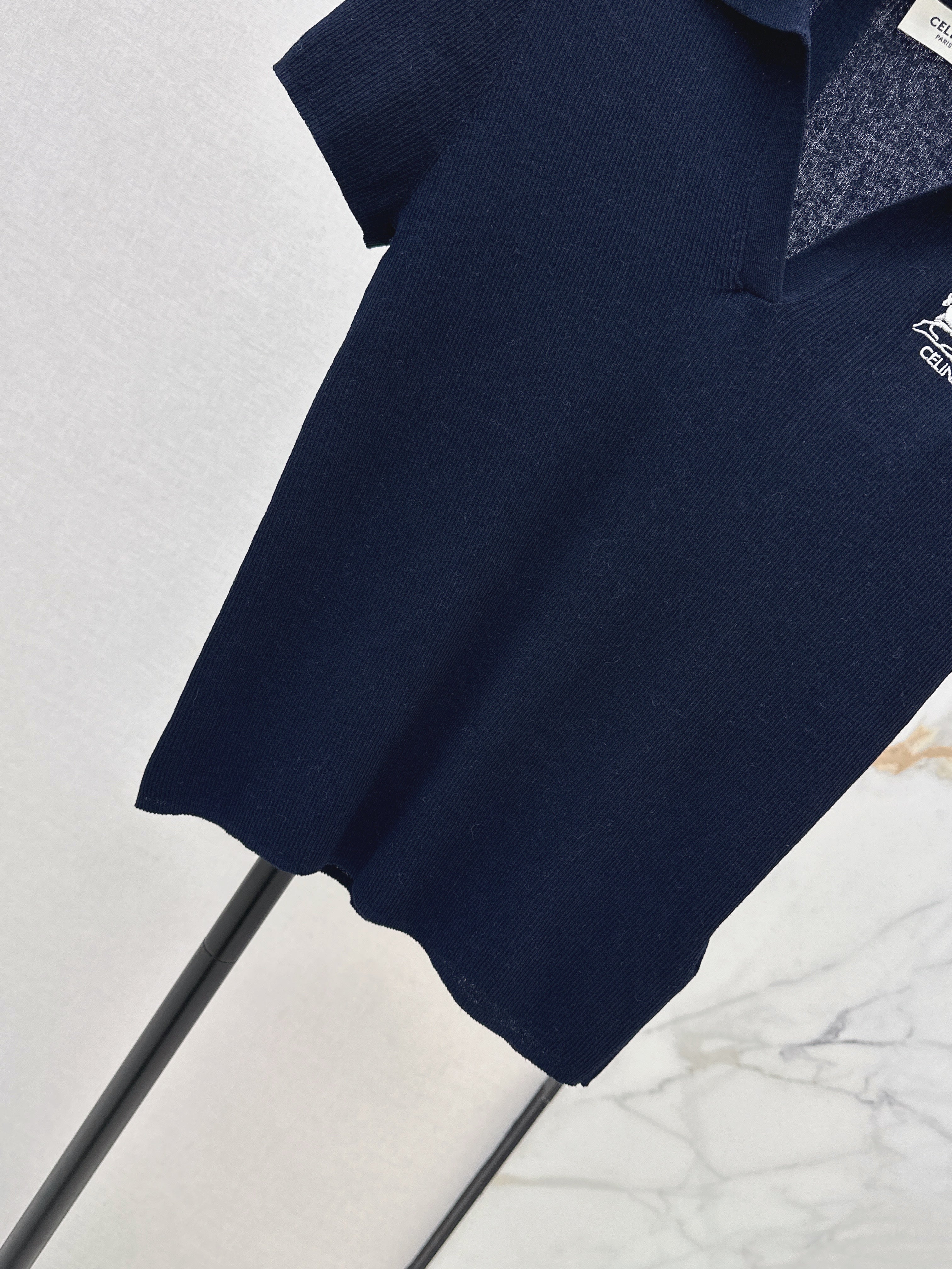 26SS Embroidered-Trim Collared Knit Sweater