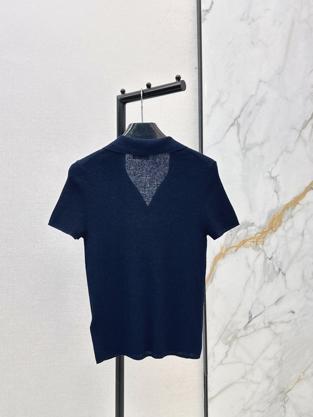 26SS Embroidered-Trim Collared Knit Sweater