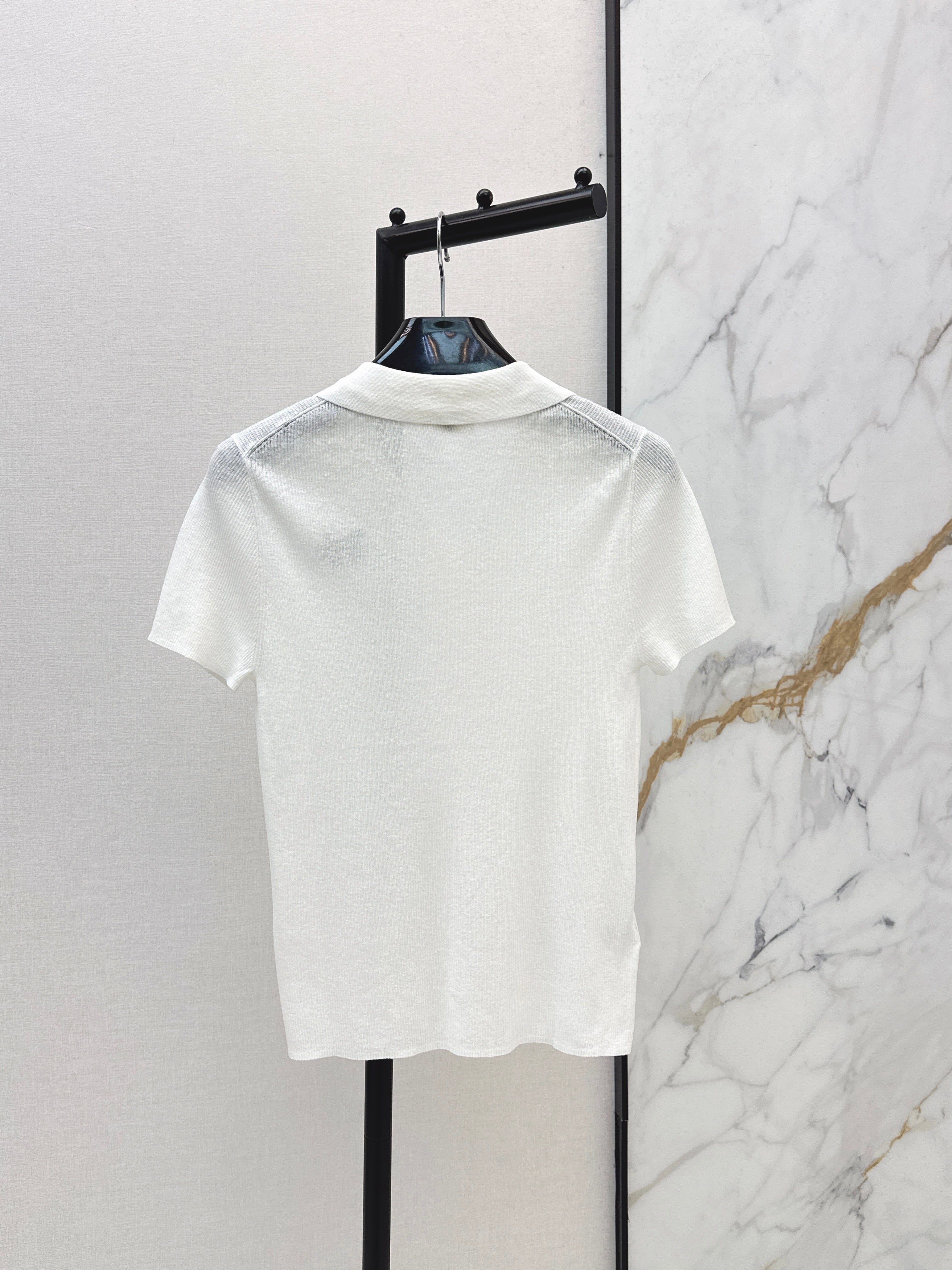 26SS Embroidered-Trim Collared Knit Sweater