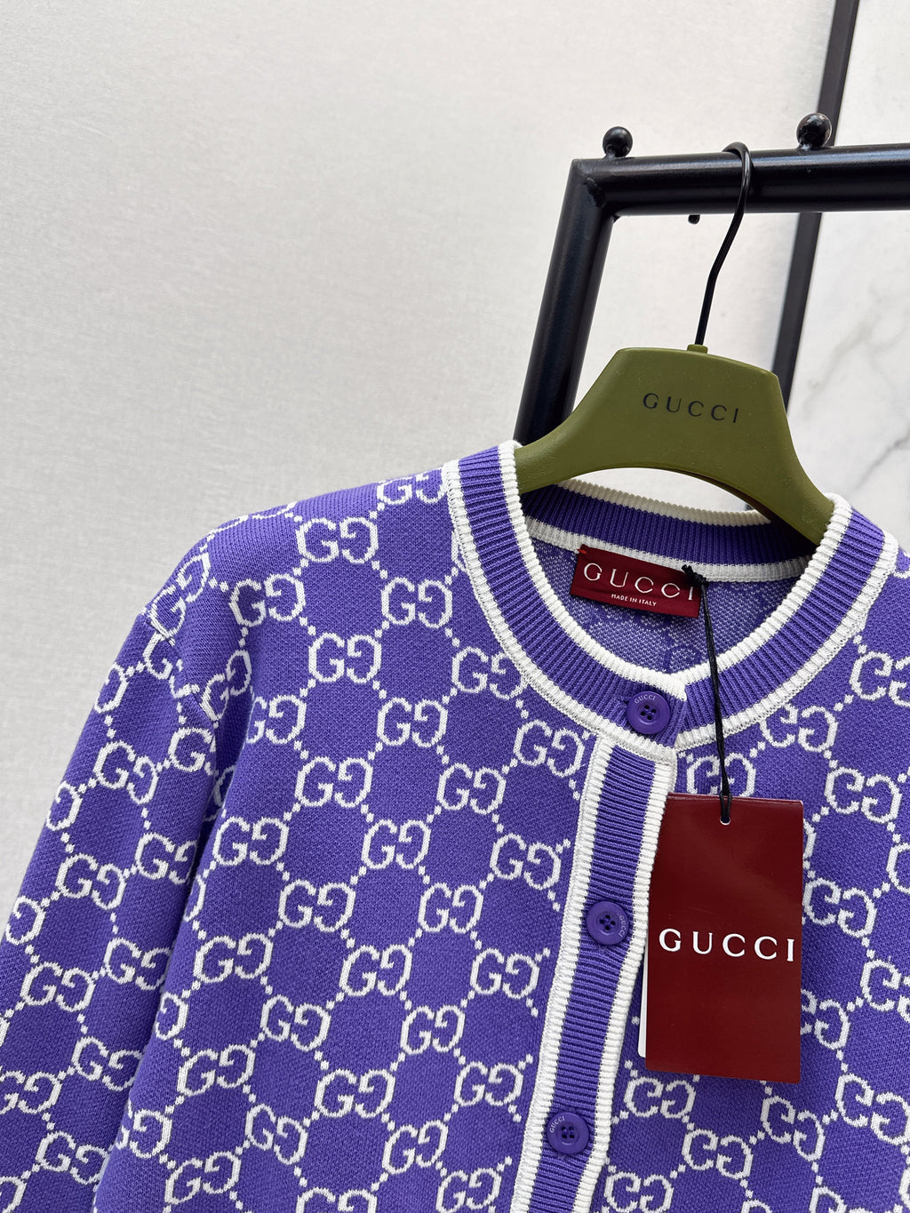 26SS Classic Jacquard-Knit Crewneck Cardigan