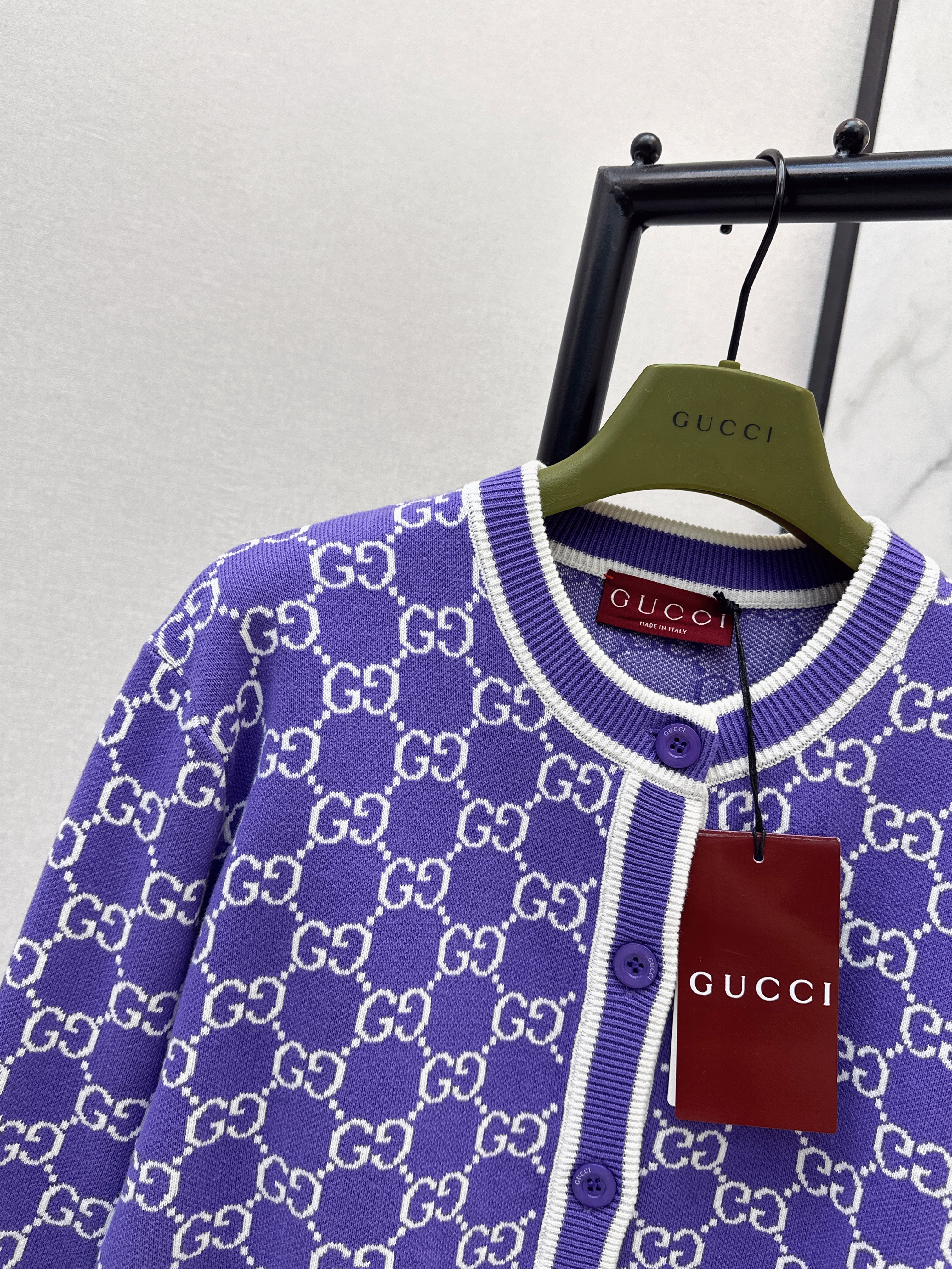 26SS Classic Jacquard-Knit Crewneck Cardigan
