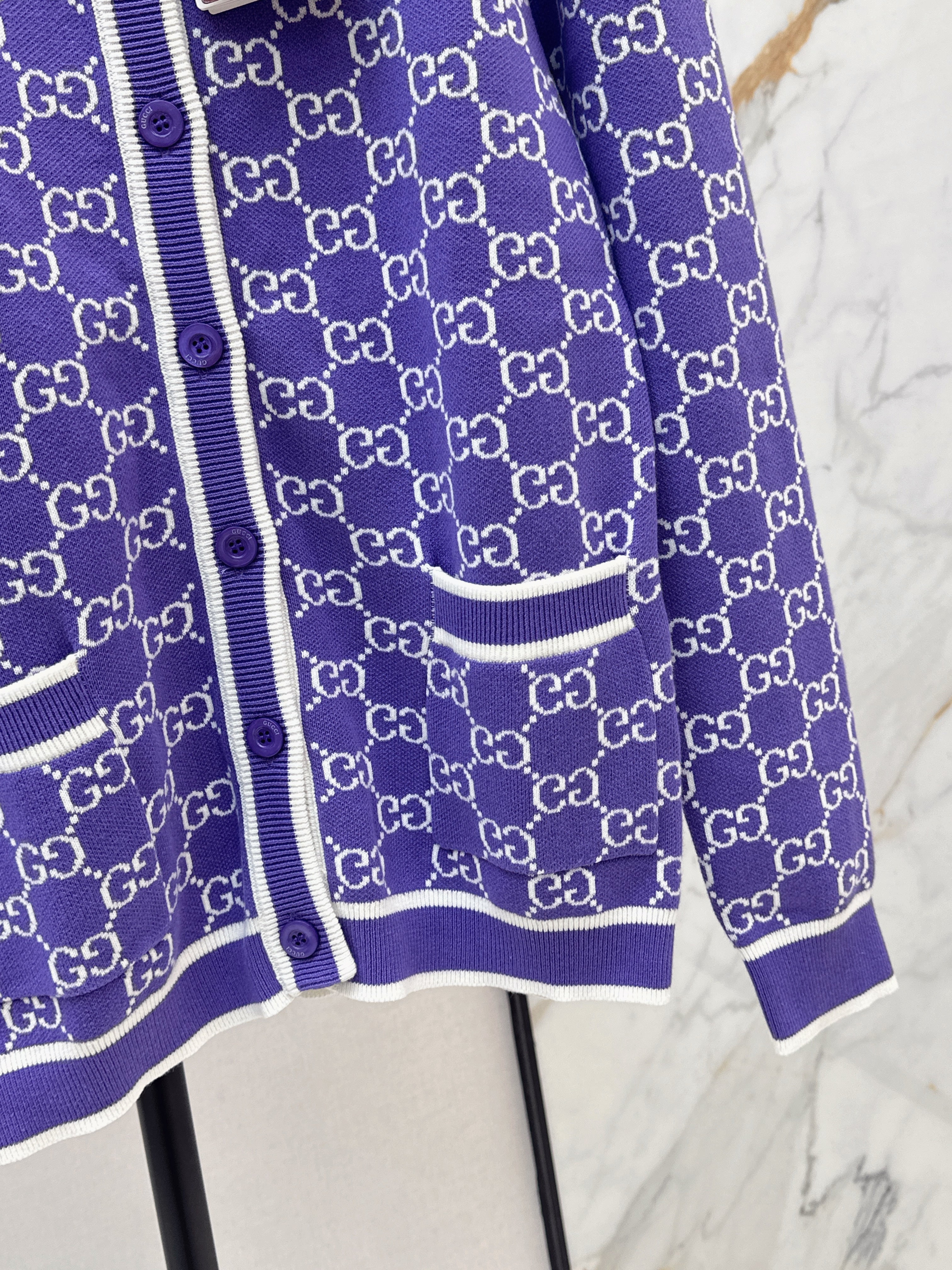 26SS Classic Jacquard-Knit Crewneck Cardigan
