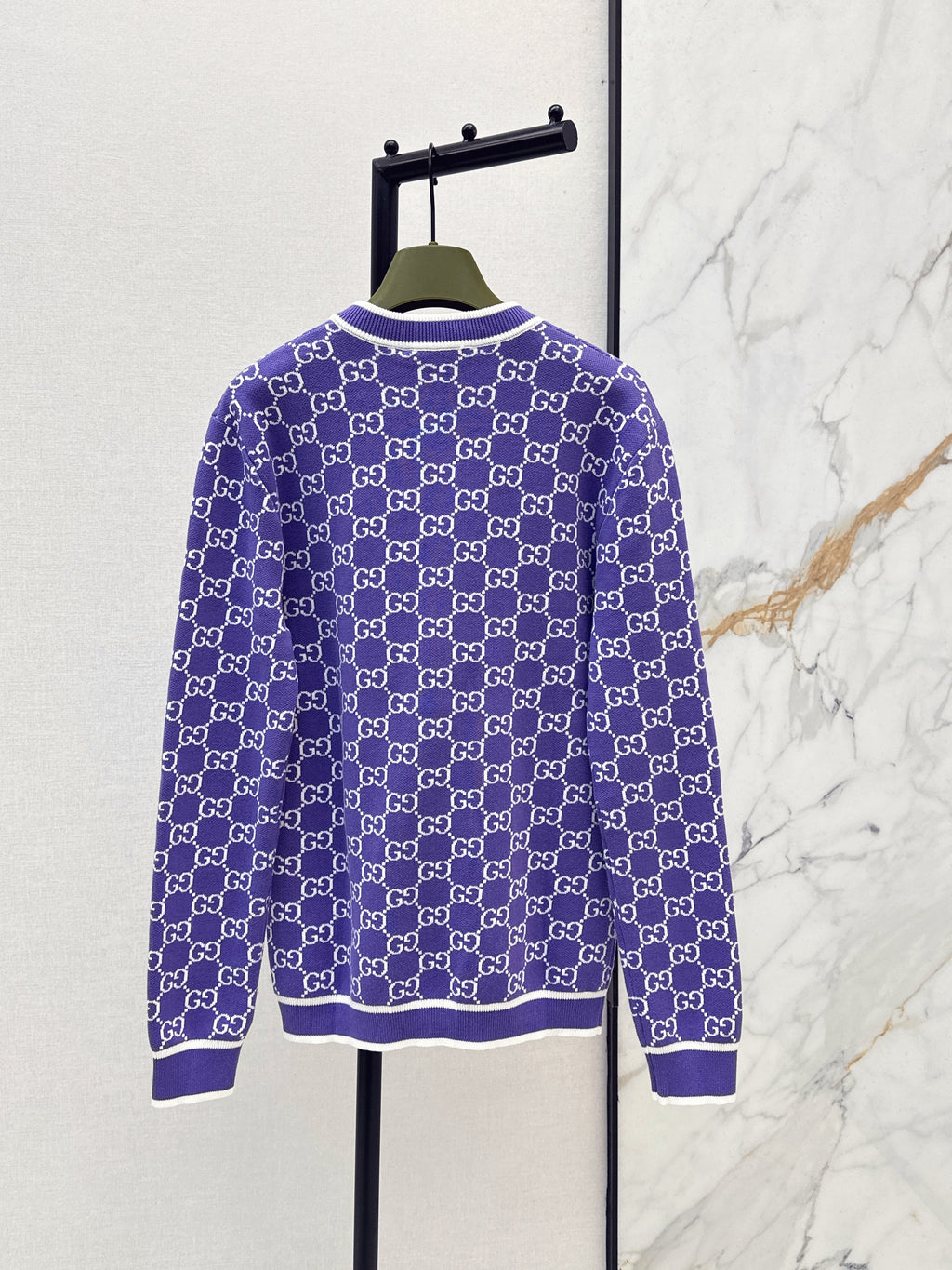 26SS Classic Jacquard-Knit Crewneck Cardigan