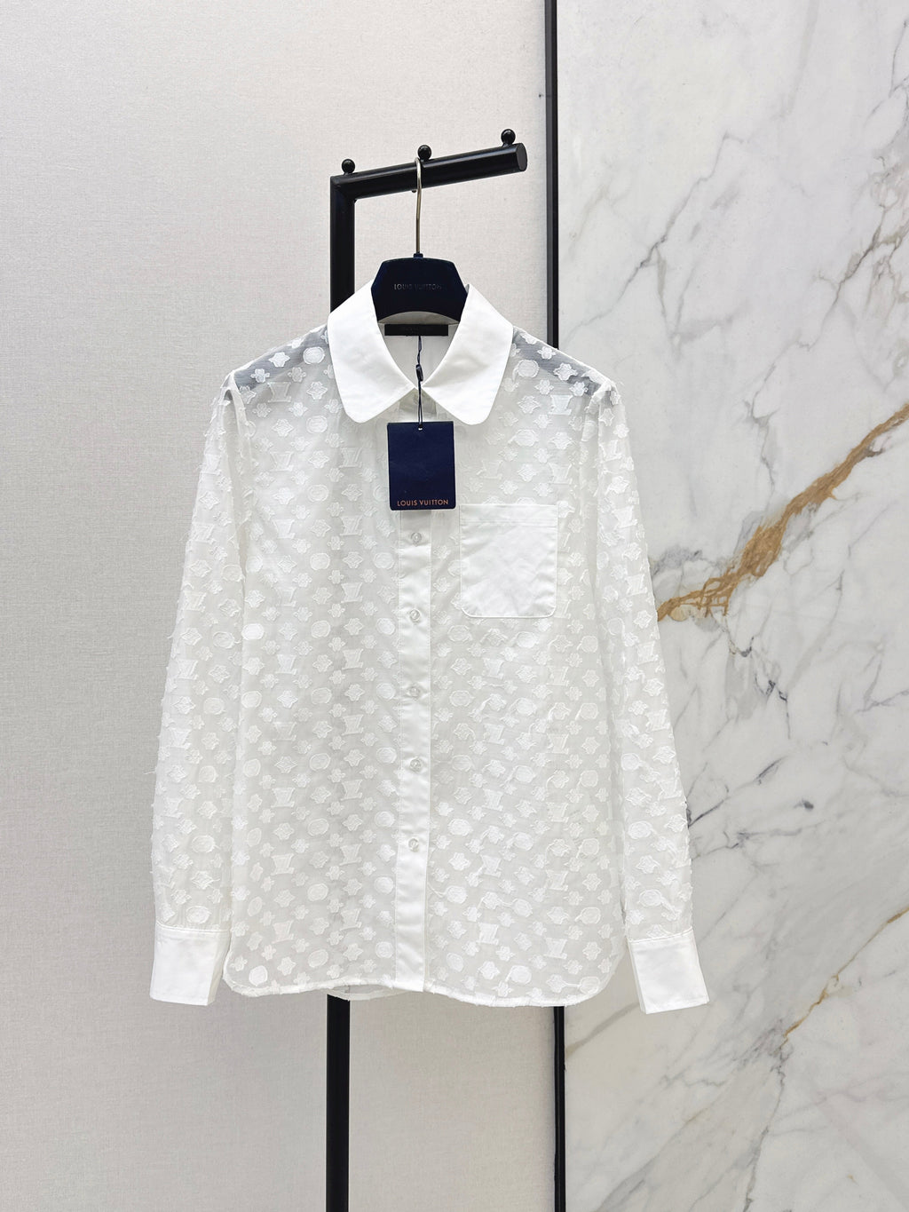 26SS Jacquard Fabric Shirt, Slightly Sheer