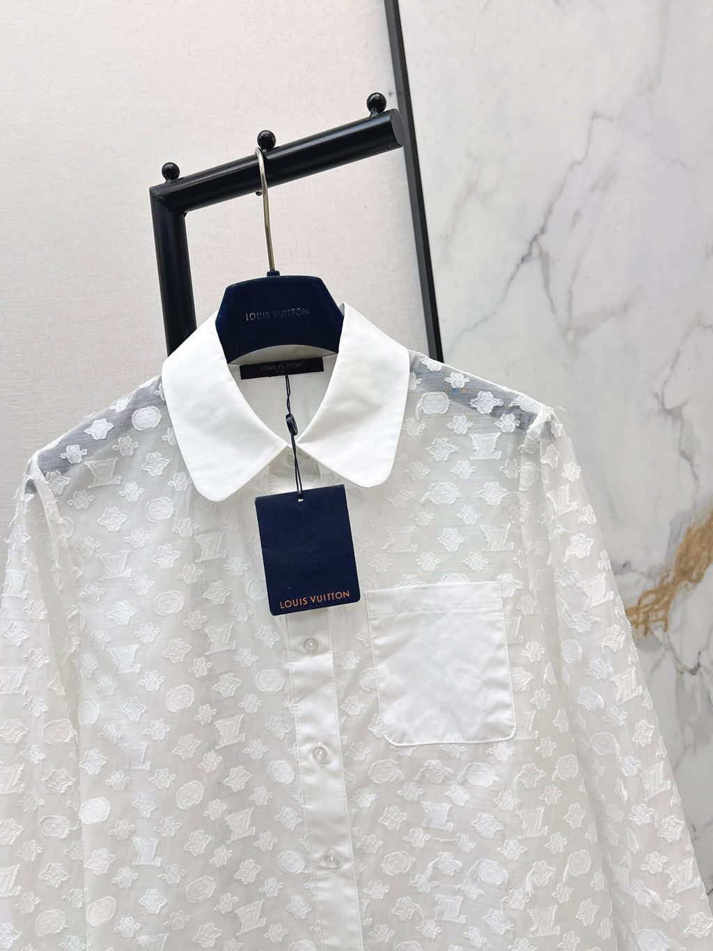 26SS Jacquard Fabric Shirt, Slightly Sheer