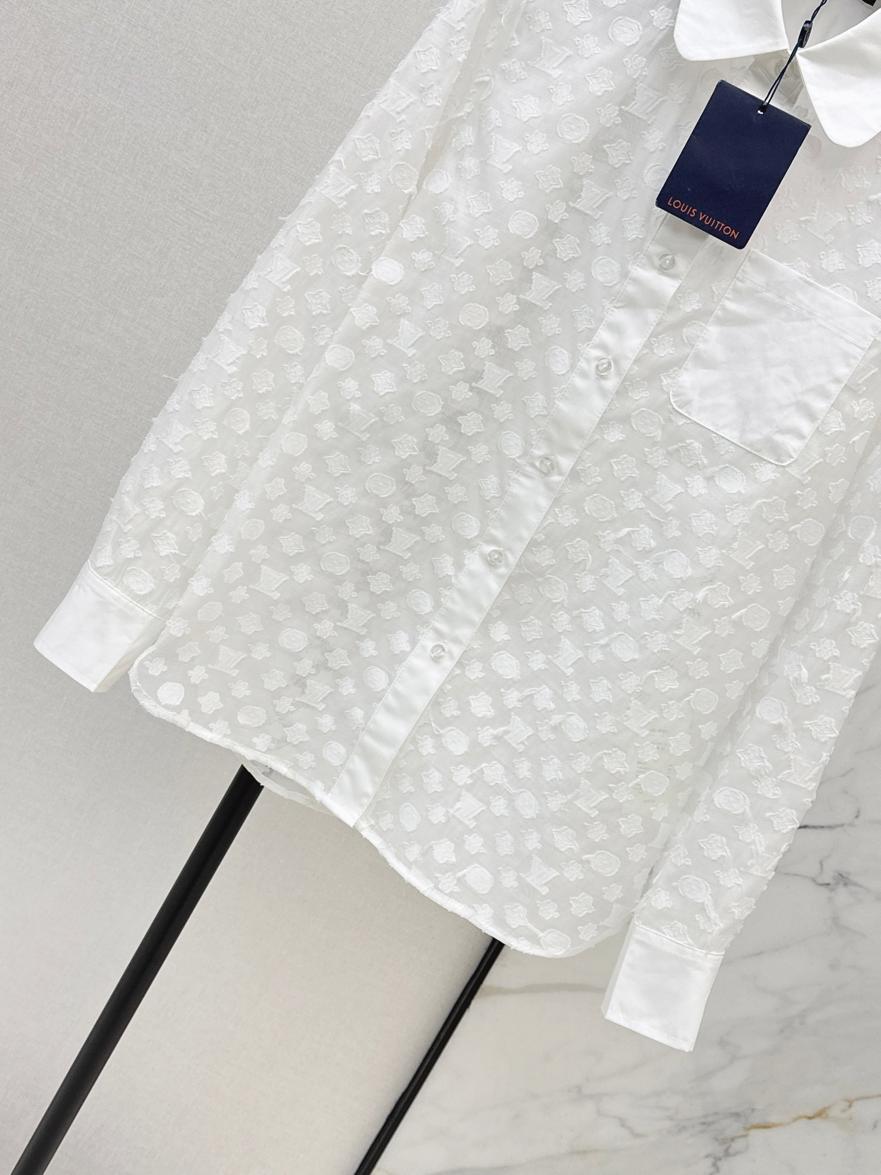 26SS Jacquard Fabric Shirt, Slightly Sheer