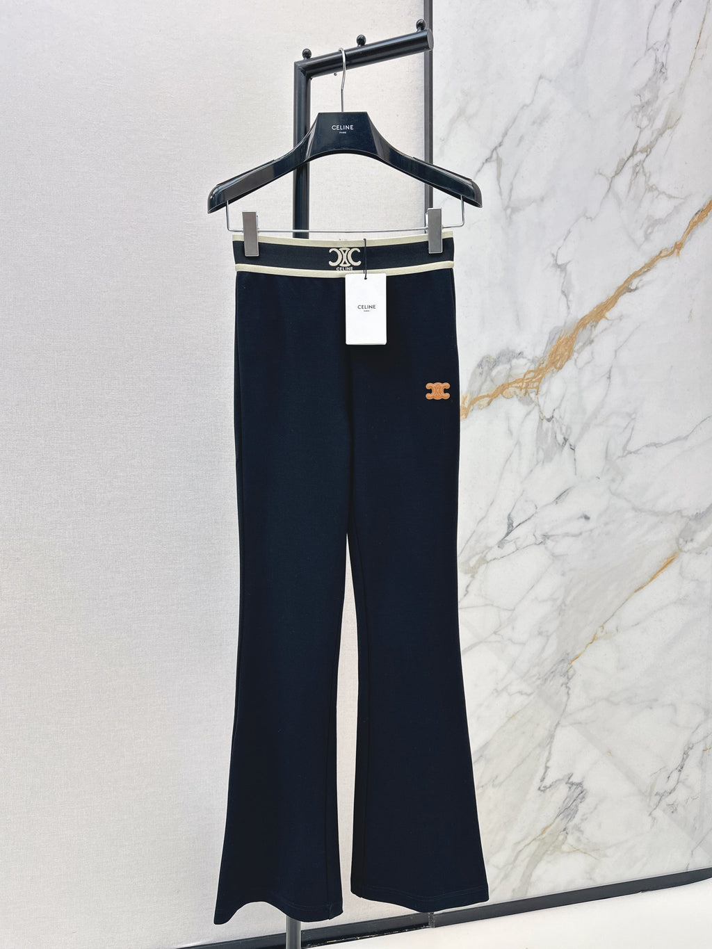 26SS New Logo Webbing Flare Mid-High Waist Elastic Leggings