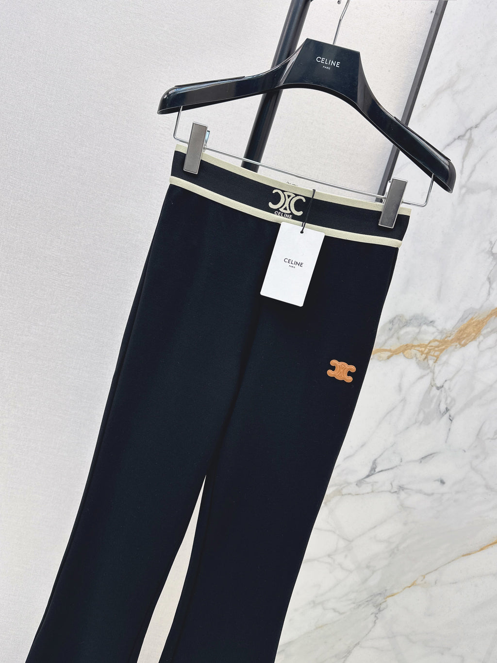 26SS New Logo Webbing Flare Mid-High Waist Elastic Leggings