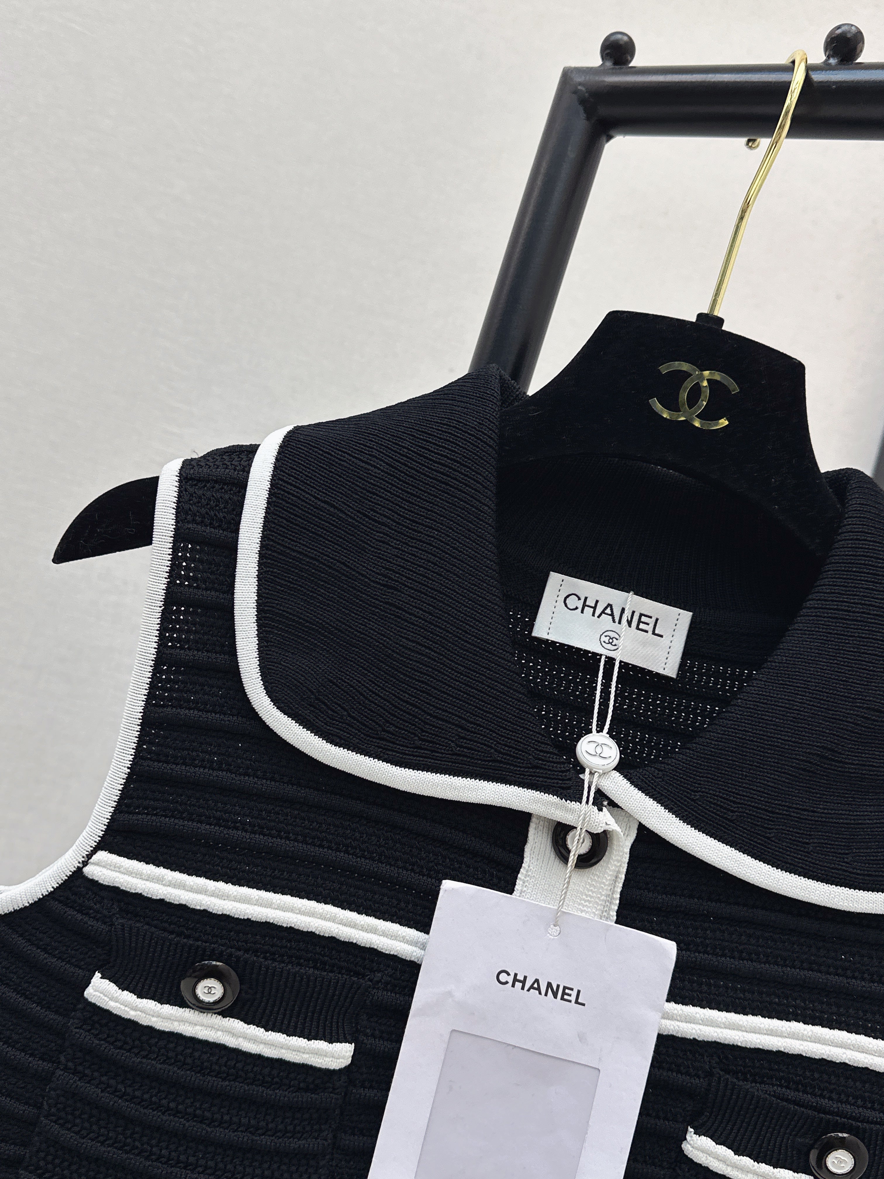 26SS Spring/Summer Color-Blocked Striped Peter Pan Collar Knit Short Sleeve