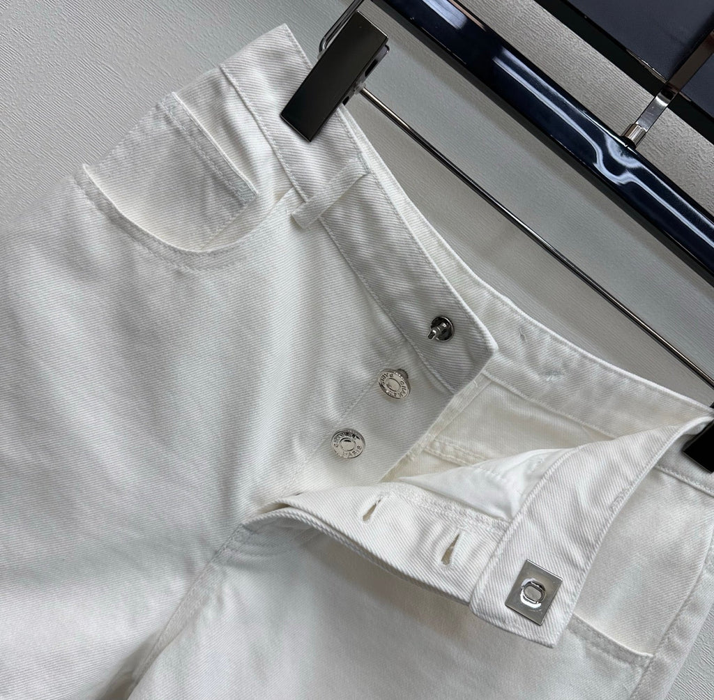 26SS New Embroidered Backpack Button Denim Shorts