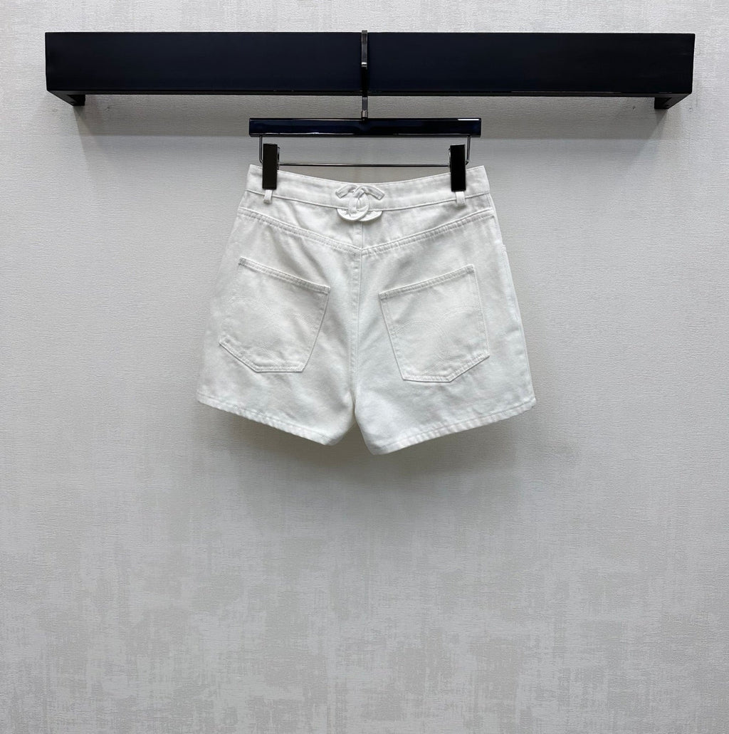 26SS New Embroidered Backpack Button Denim Shorts