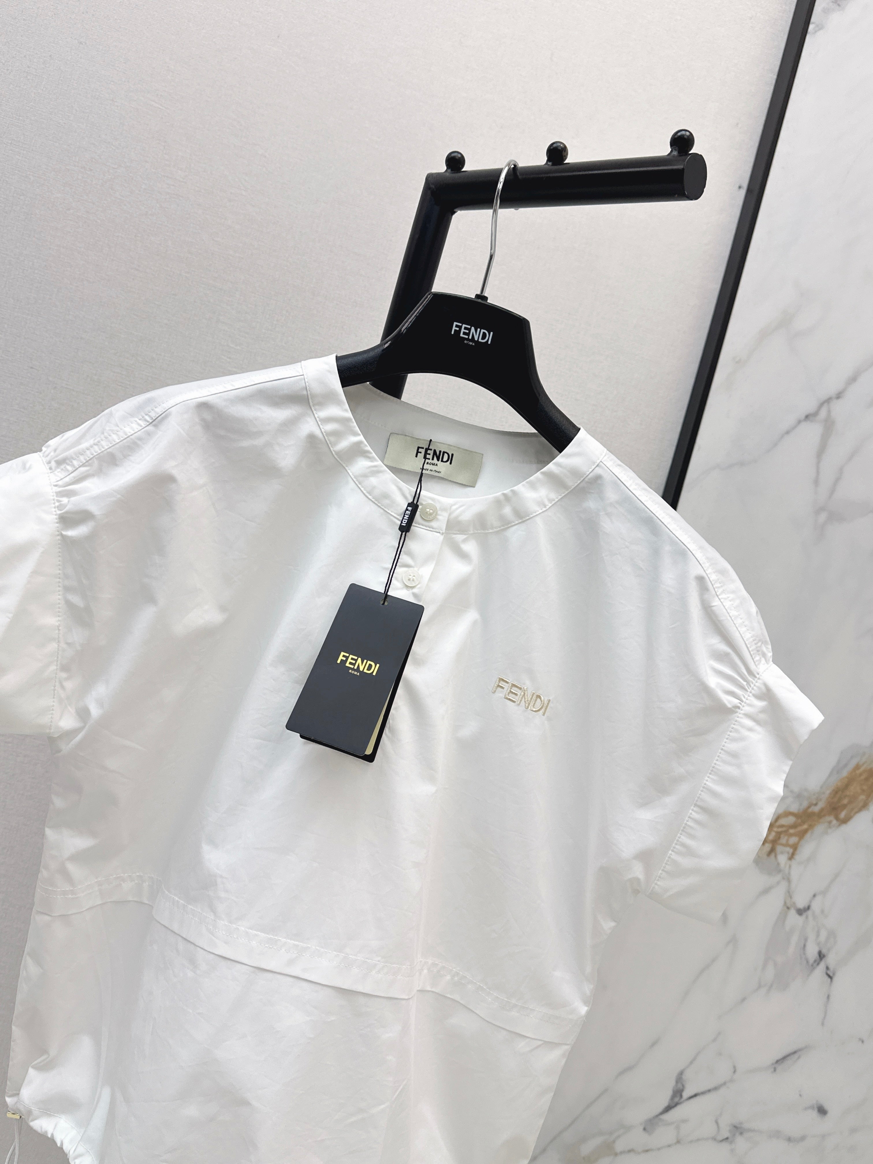 26SS New Drop-Shoulder Design Letter Embroidered Shirt