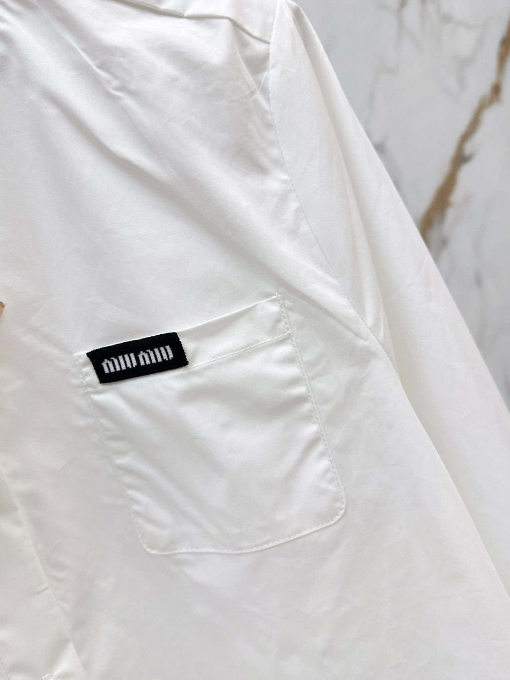 26SS New Logo-Decorated Ruffled Stand Collar Shirt