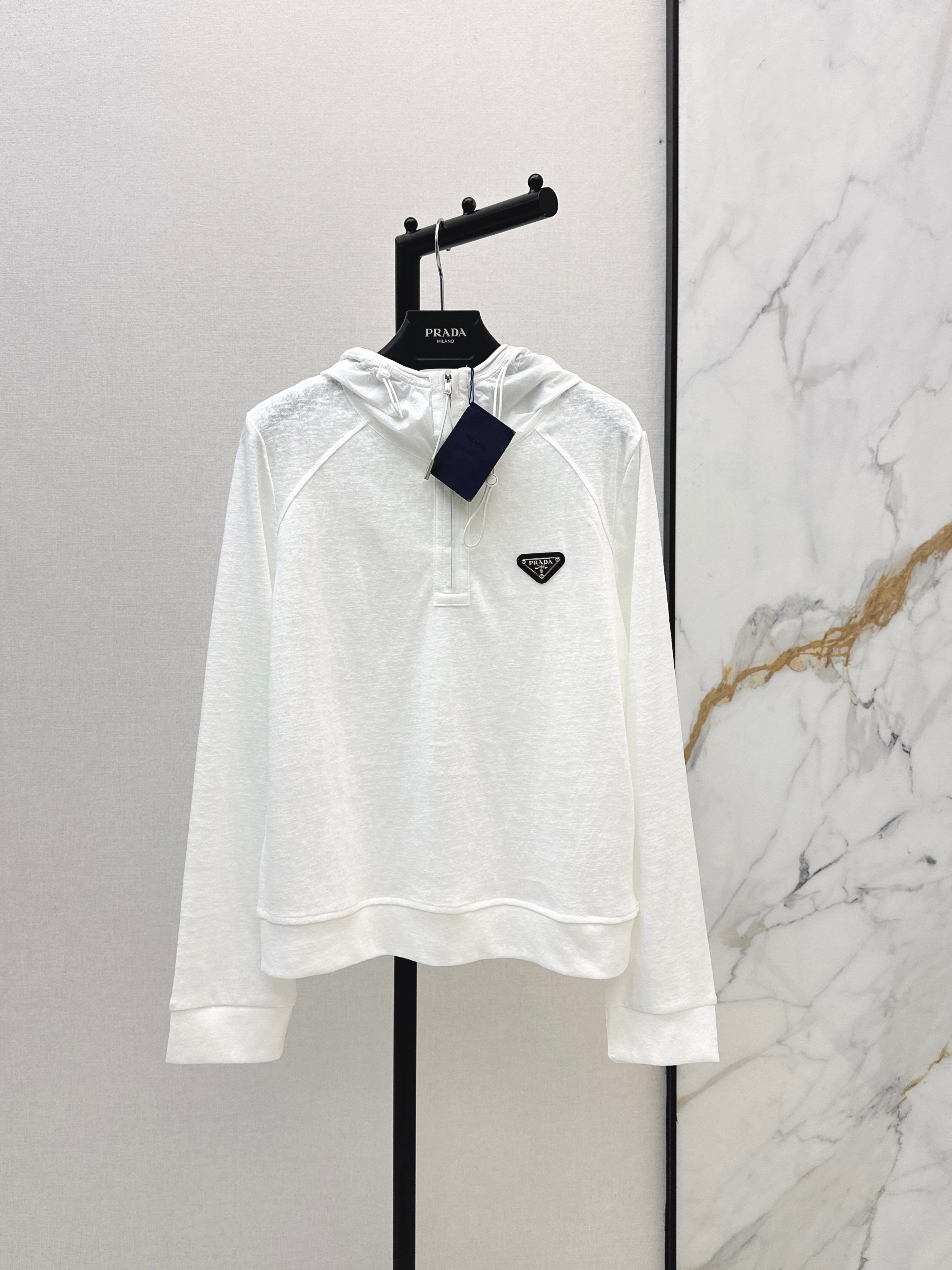 26SS New Half-Zip Hooded Long-Sleeved Top