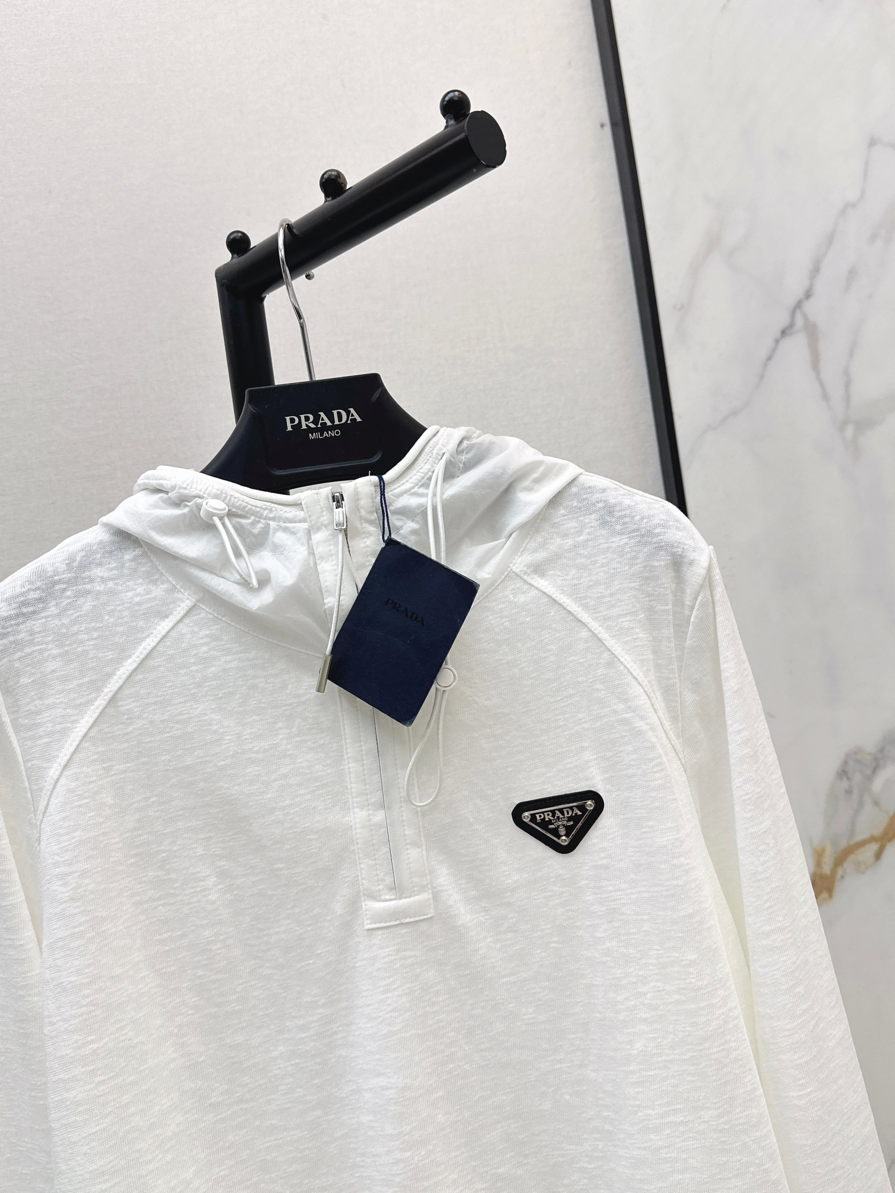26SS New Half-Zip Hooded Long-Sleeved Top
