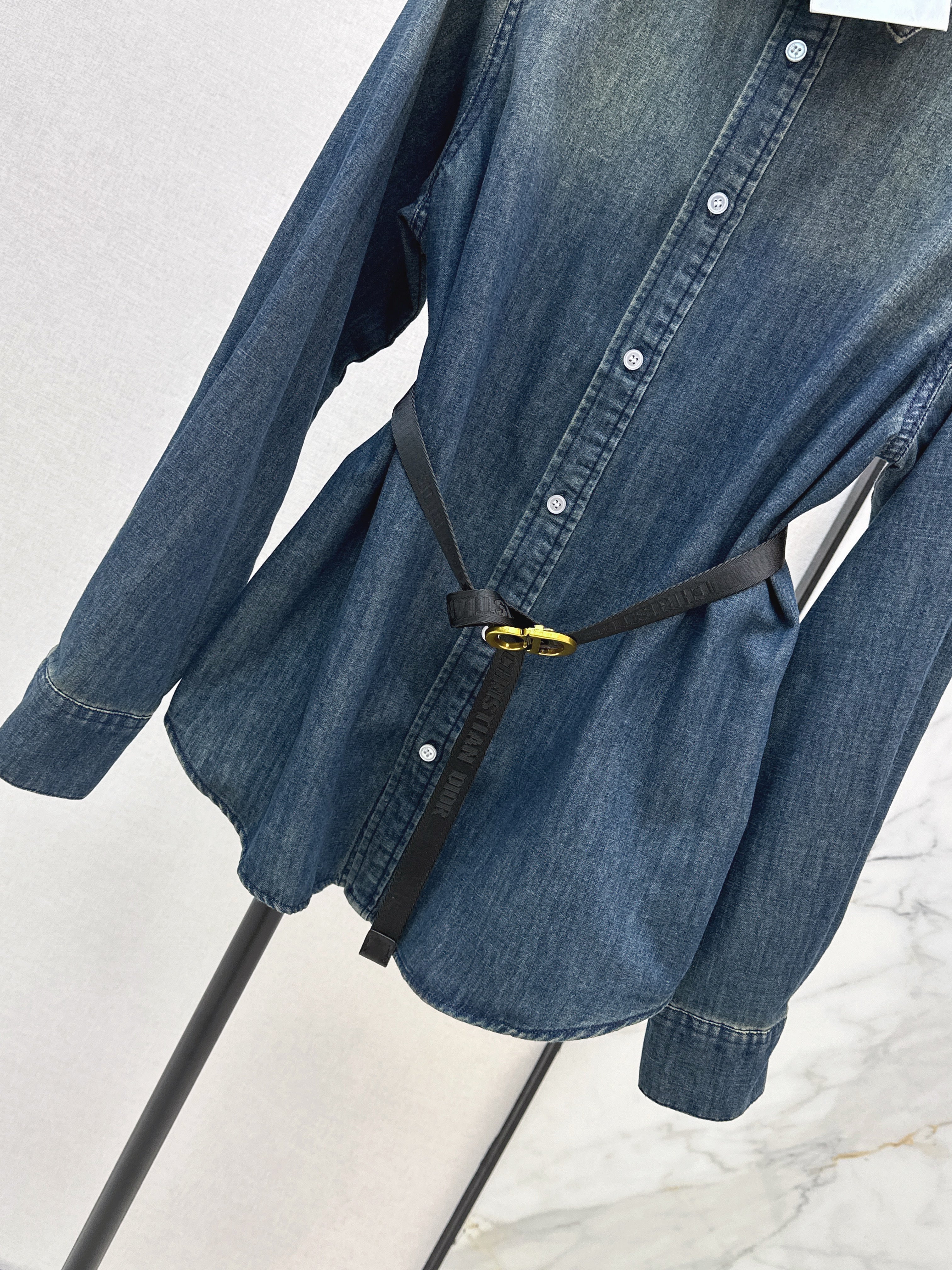 26SS Distressed Washed Denim Shirt