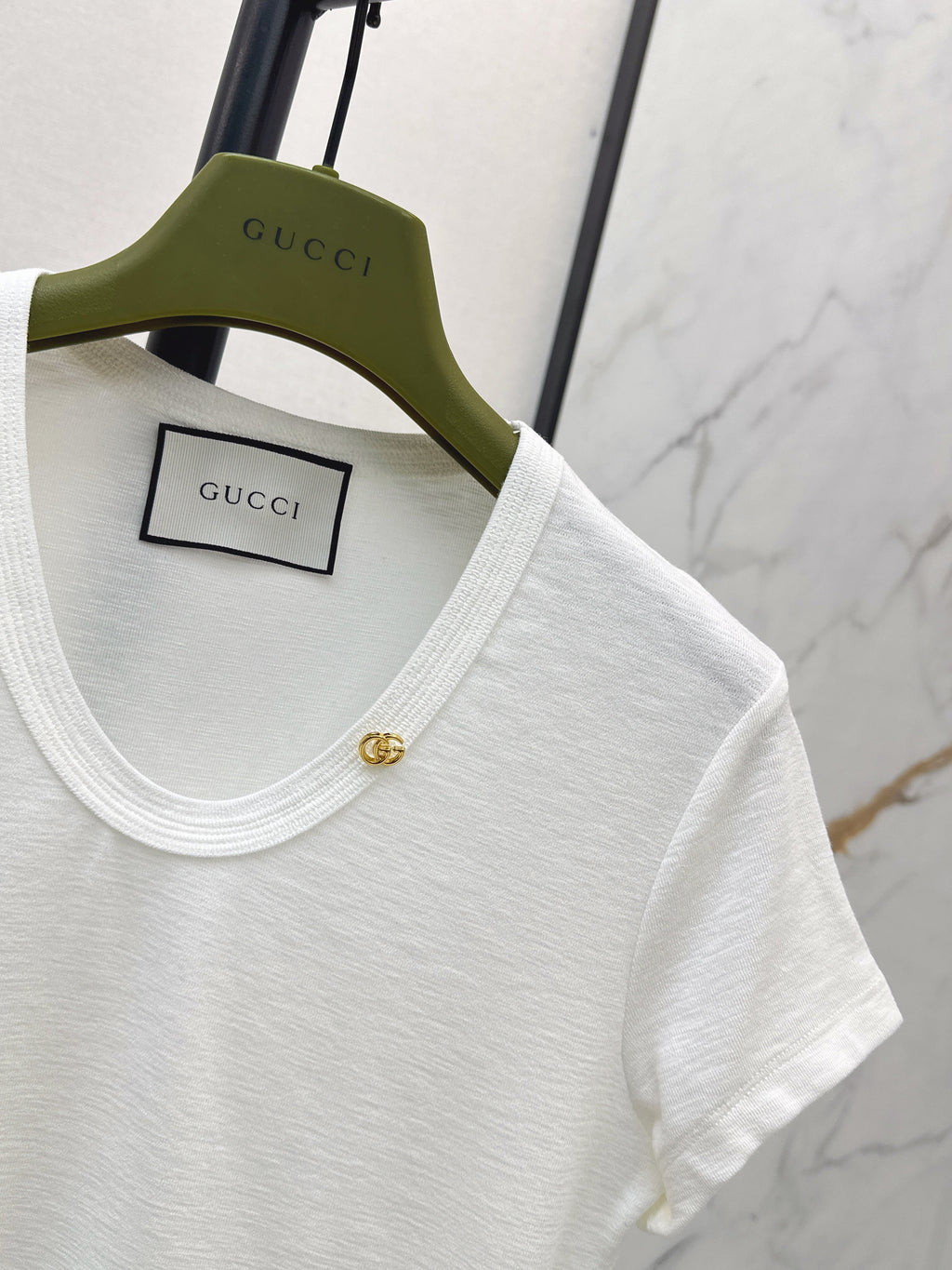 26SS Hardware-Decorated U-Neck T-Shirt
