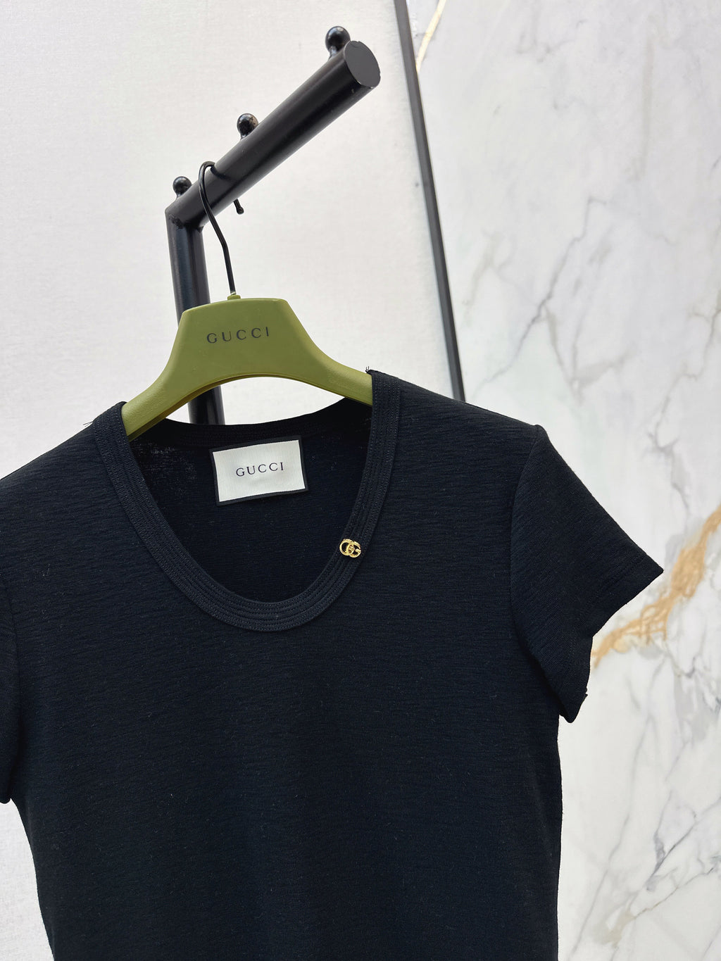 26SS Hardware-Decorated U-Neck T-Shirt