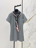 26SS New Arrival: Longline T-Shirt with Printed Silk Scarf Embellishment