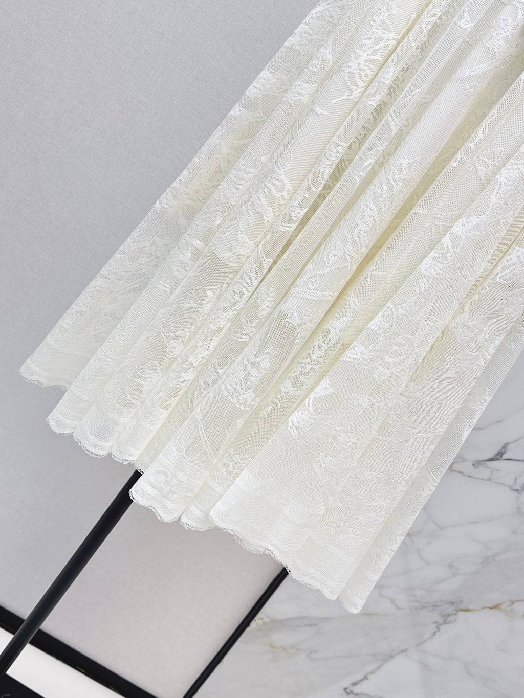 26SS French Jacquard Lace Maxi Skirt