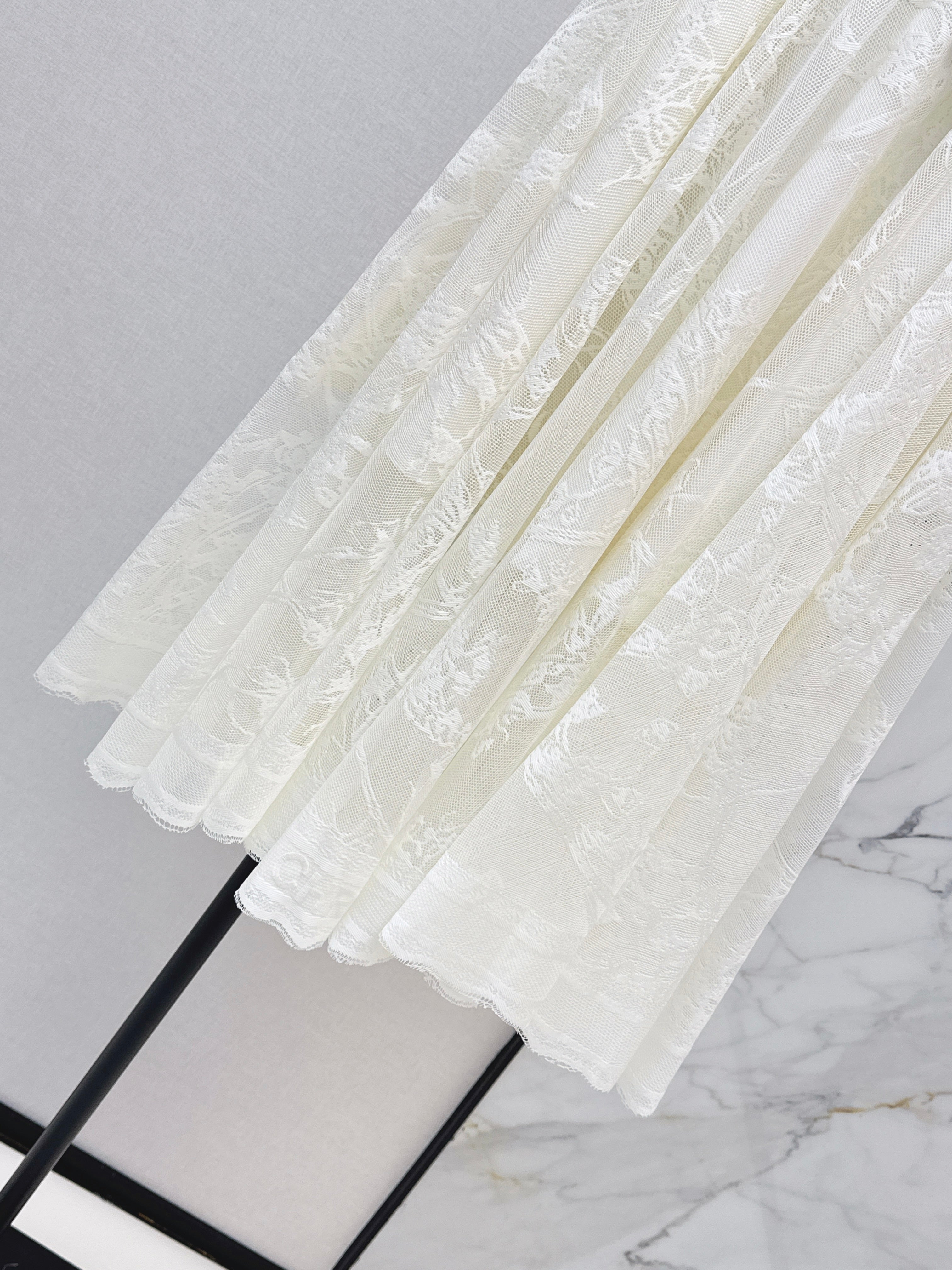 26SS French Jacquard Lace Maxi Skirt