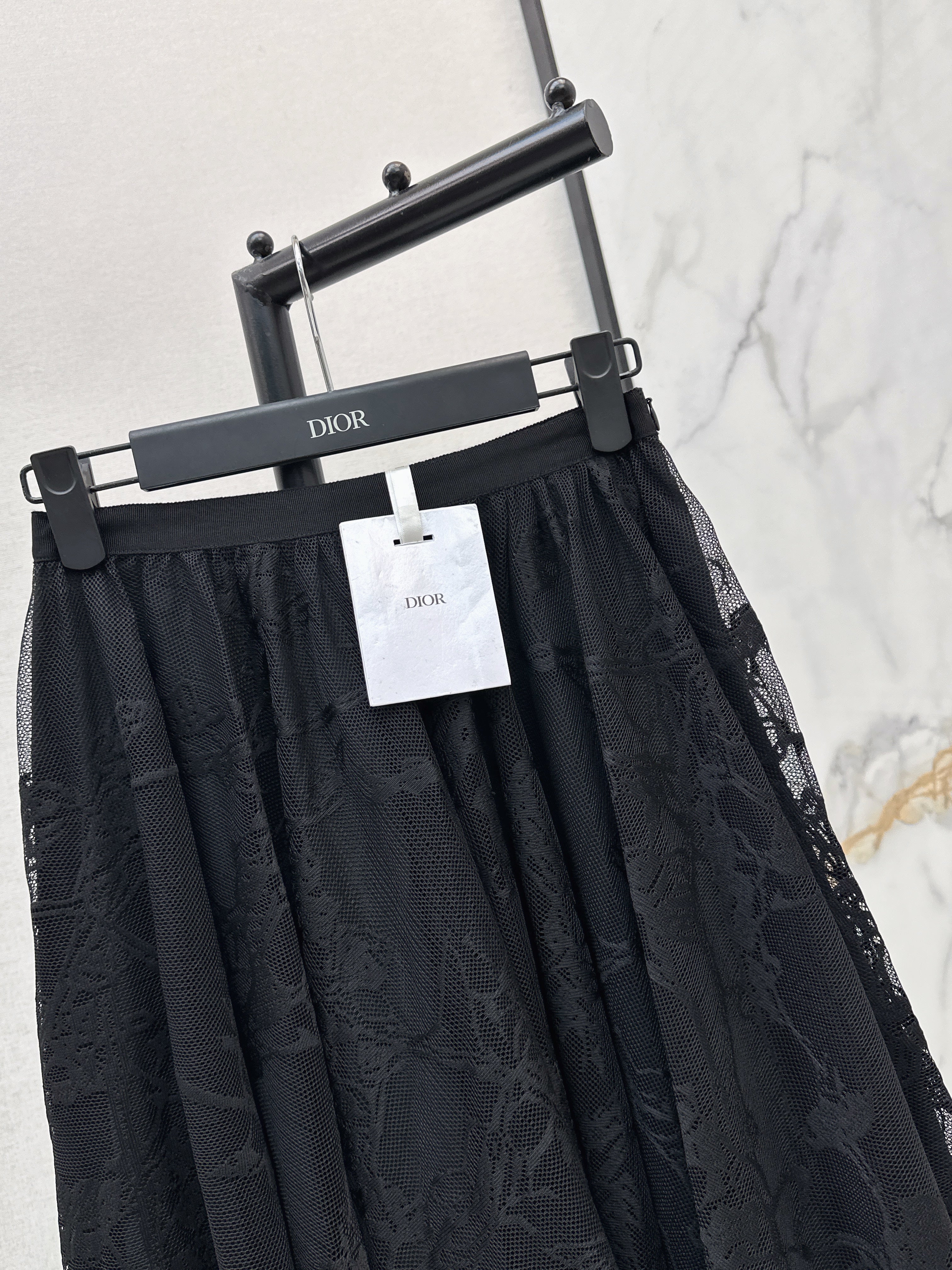 26SS French Jacquard Lace Maxi Skirt