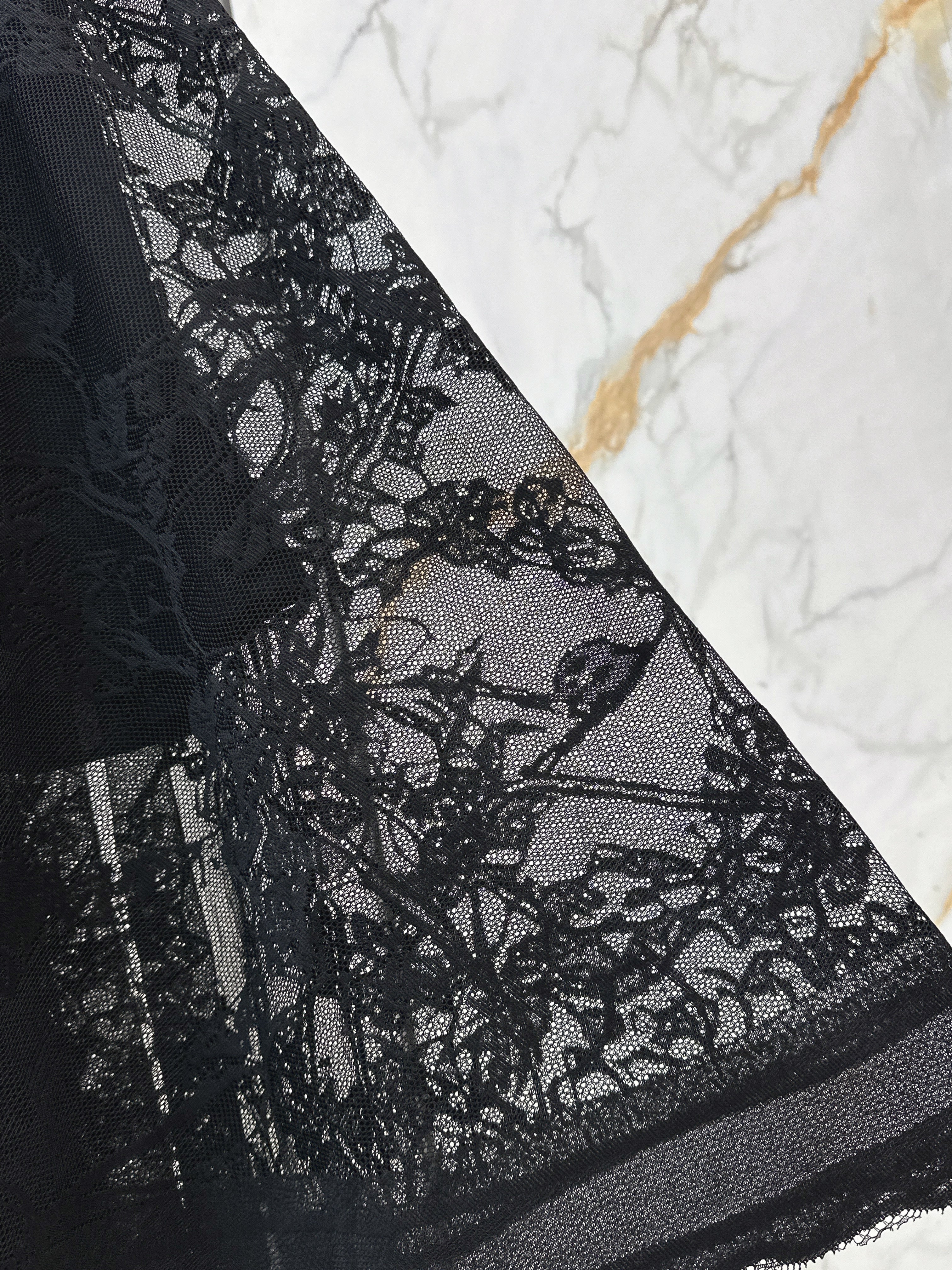 26SS French Jacquard Lace Maxi Skirt