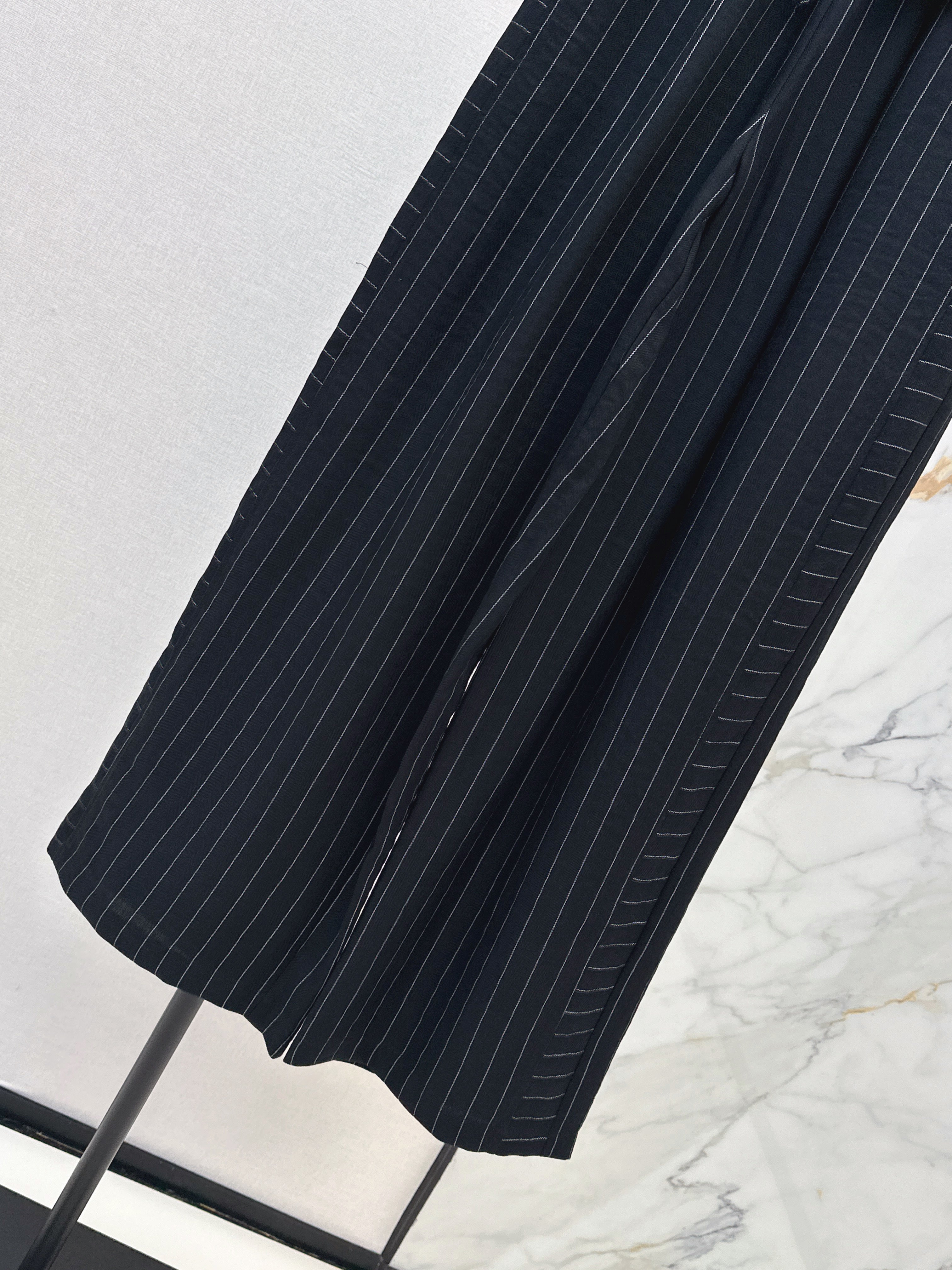 26SS Striped Embroidered Wide-Leg Trousers