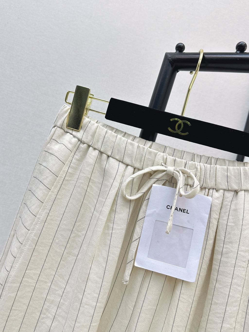 26SS Striped Embroidered Wide-Leg Trousers
