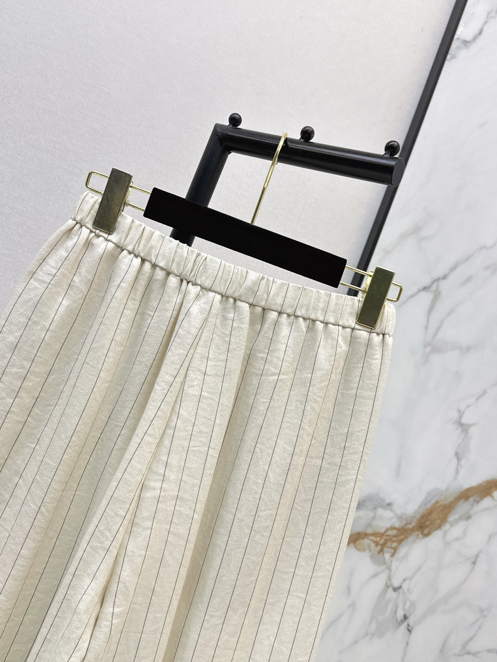 26SS Striped Embroidered Wide-Leg Trousers