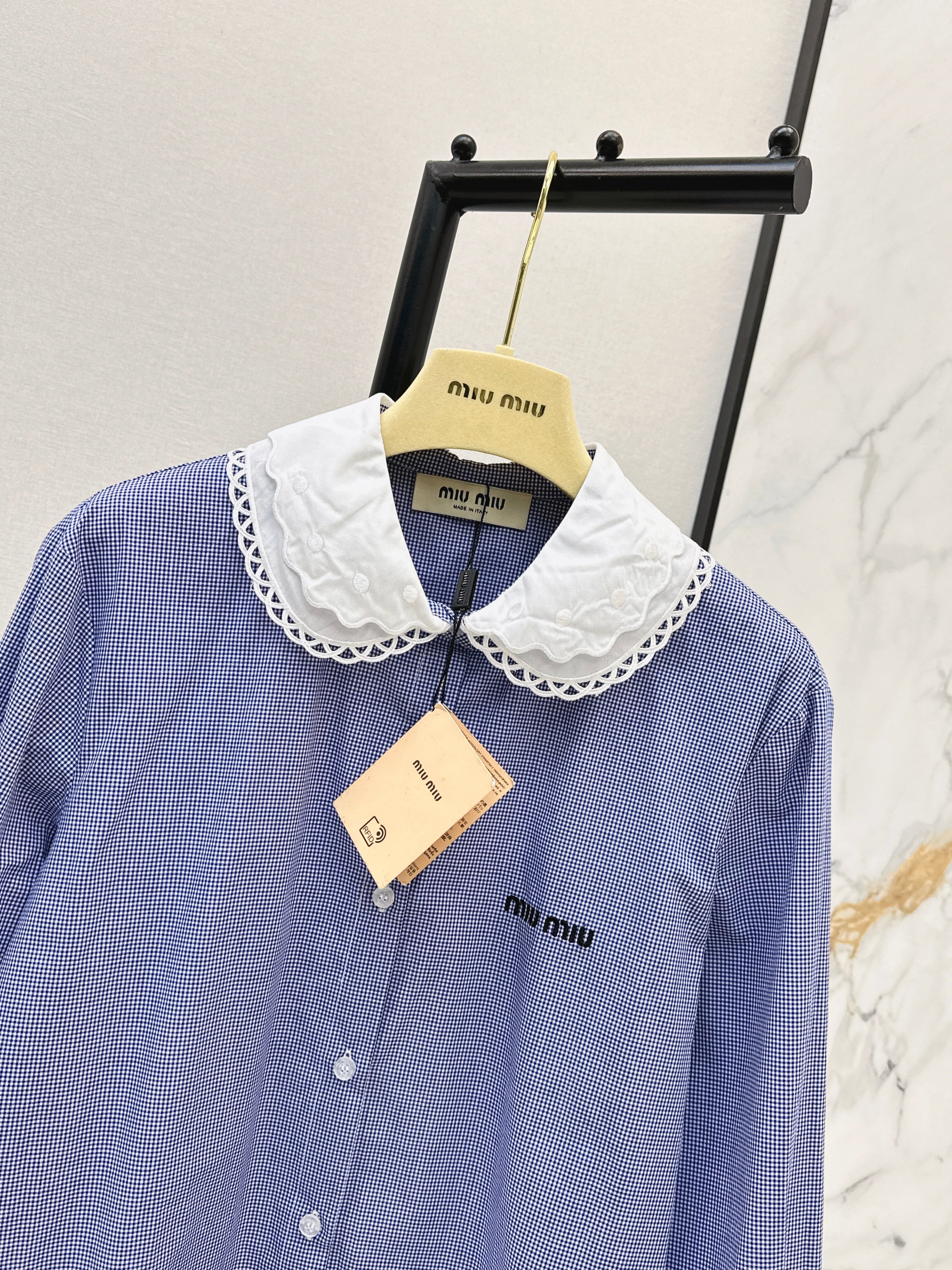 26SS Contrast-Collar Babydoll Shirt
