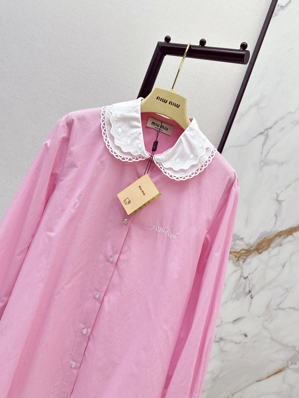 26SS Contrast-Collar Babydoll Shirt