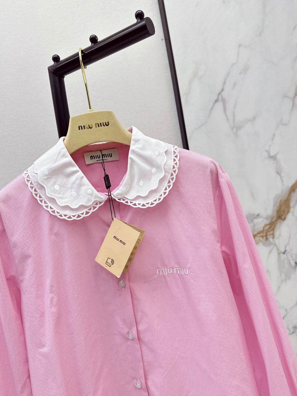 26SS Contrast-Collar Babydoll Shirt