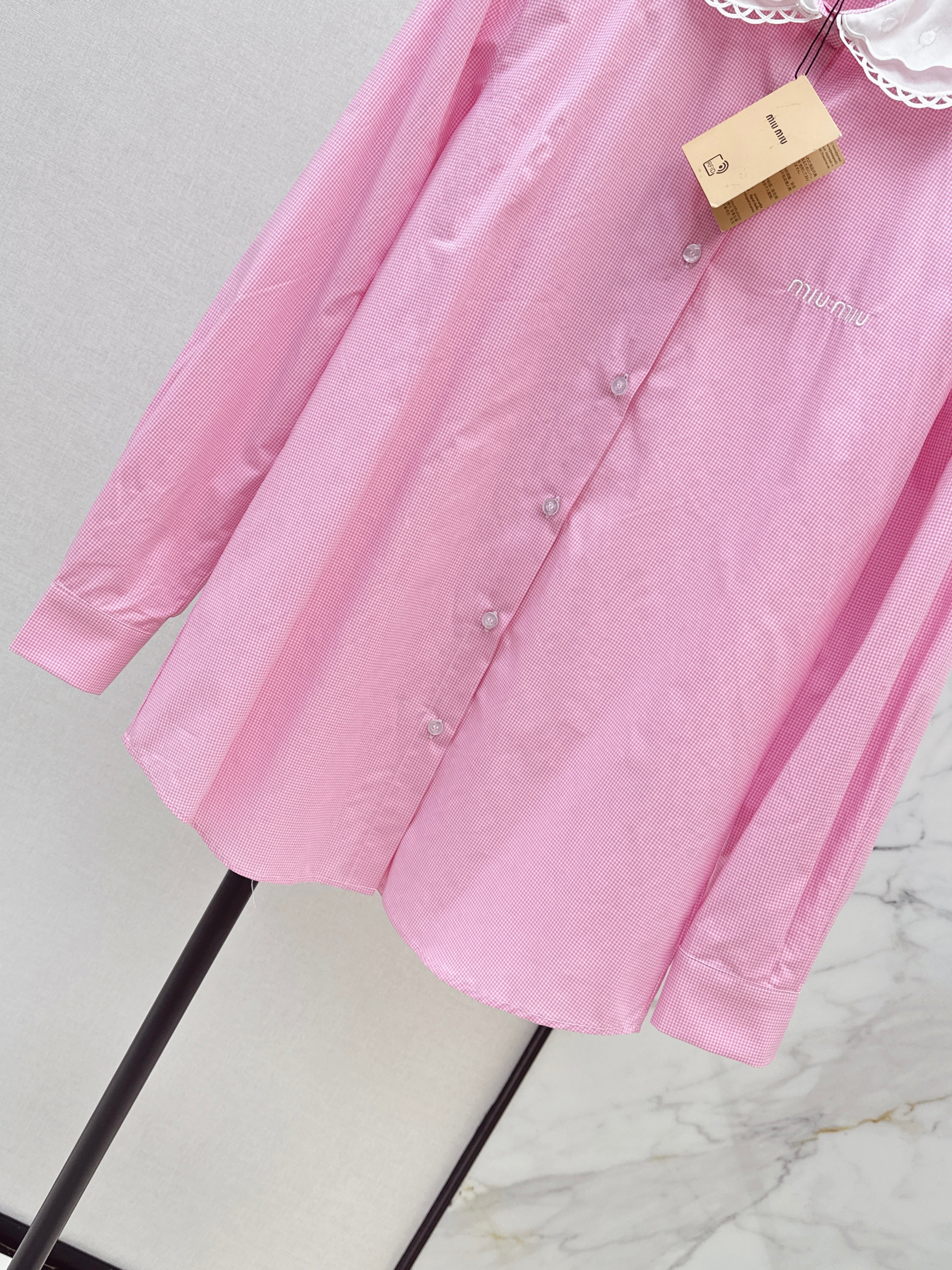 26SS Contrast-Collar Babydoll Shirt