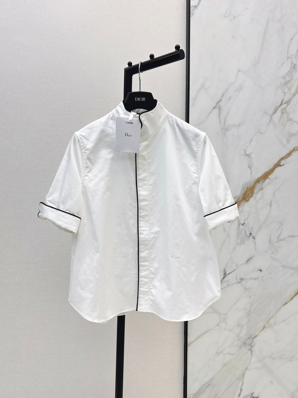26SS — Retro Stand-Collar Shirt with Contrast Piping Trim