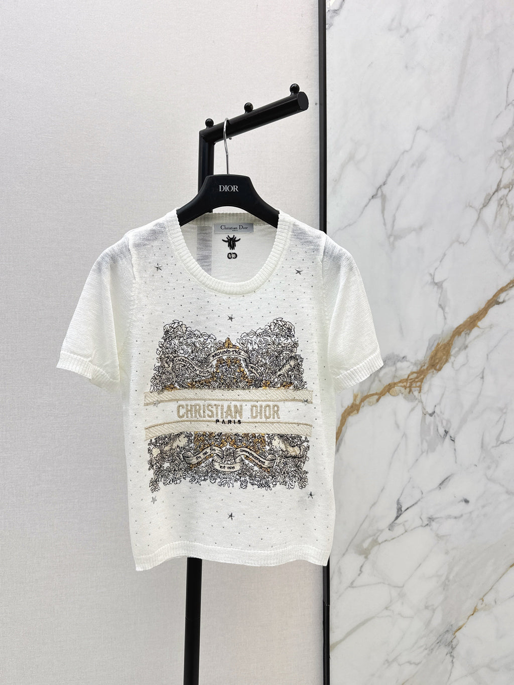 26SS — Embroidered Short-Sleeve Knit Top
